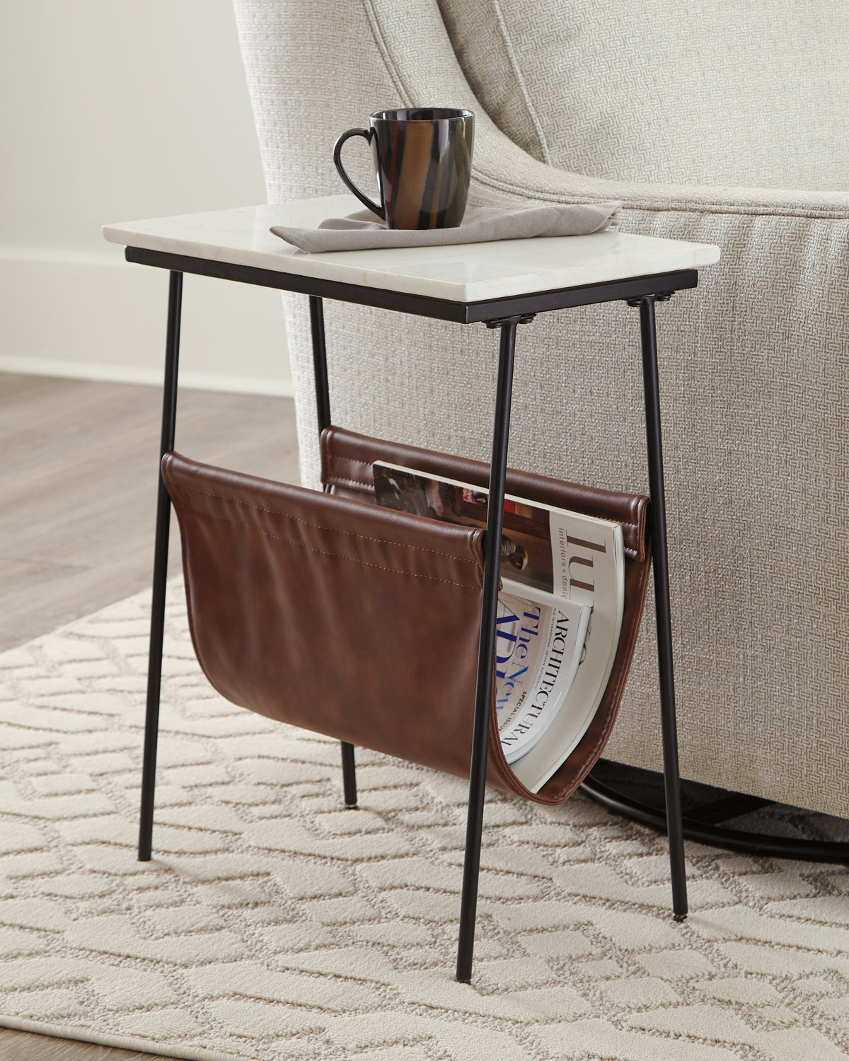 Coral Furniture - Ashley Furniture - Etanbury Accent Table - Accent Table / Brown/Black/White - A4000254