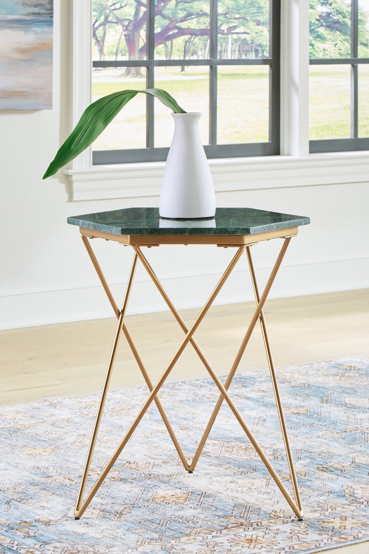 Coral Furniture - Ashley Furniture - Engelton Accent Table - Accent Table / Green/Gold - A4000526