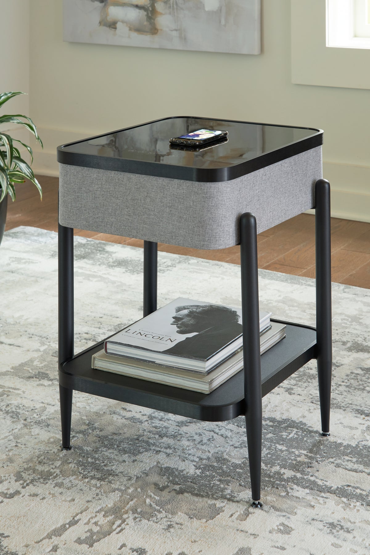 Coral Furniture - Ashley Furniture - Jorvalee Accent Table with Speaker - Accent Table with Speaker / Gray/Black - A4000550