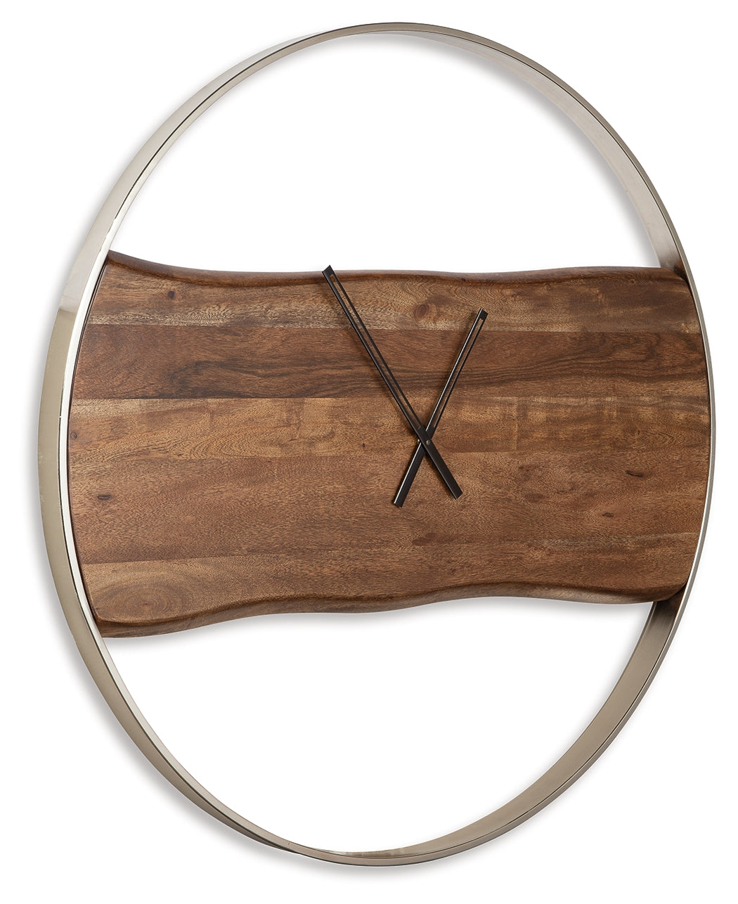 Coral Furniture - Ashley Furniture - Panchali Wall Decor - Wall Clock / Brown/Silver Finish - A8010198