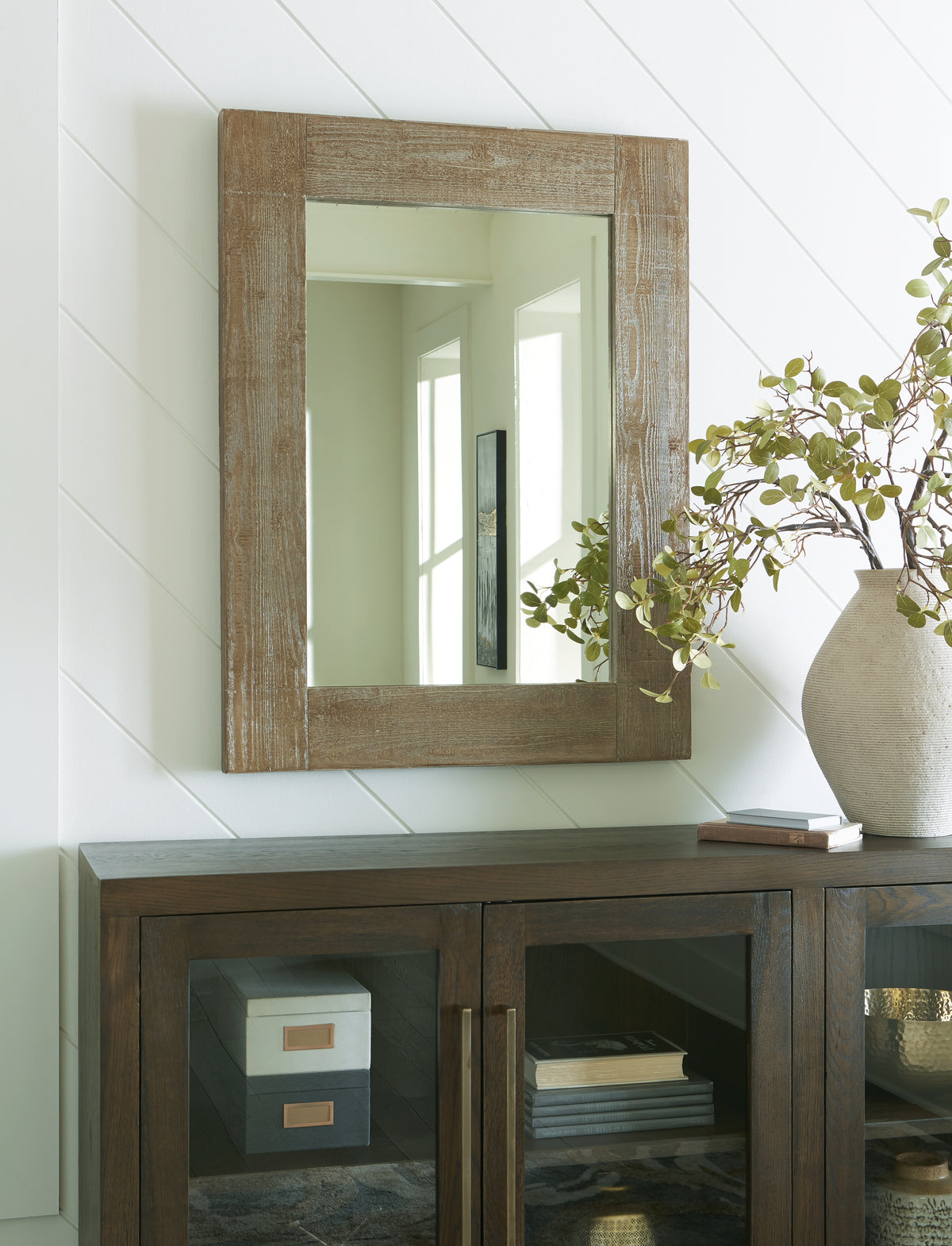 Coral Furniture - Ashley Furniture - Waltleigh Mirror - Floor Mirror / Distressed Brown - A8010278