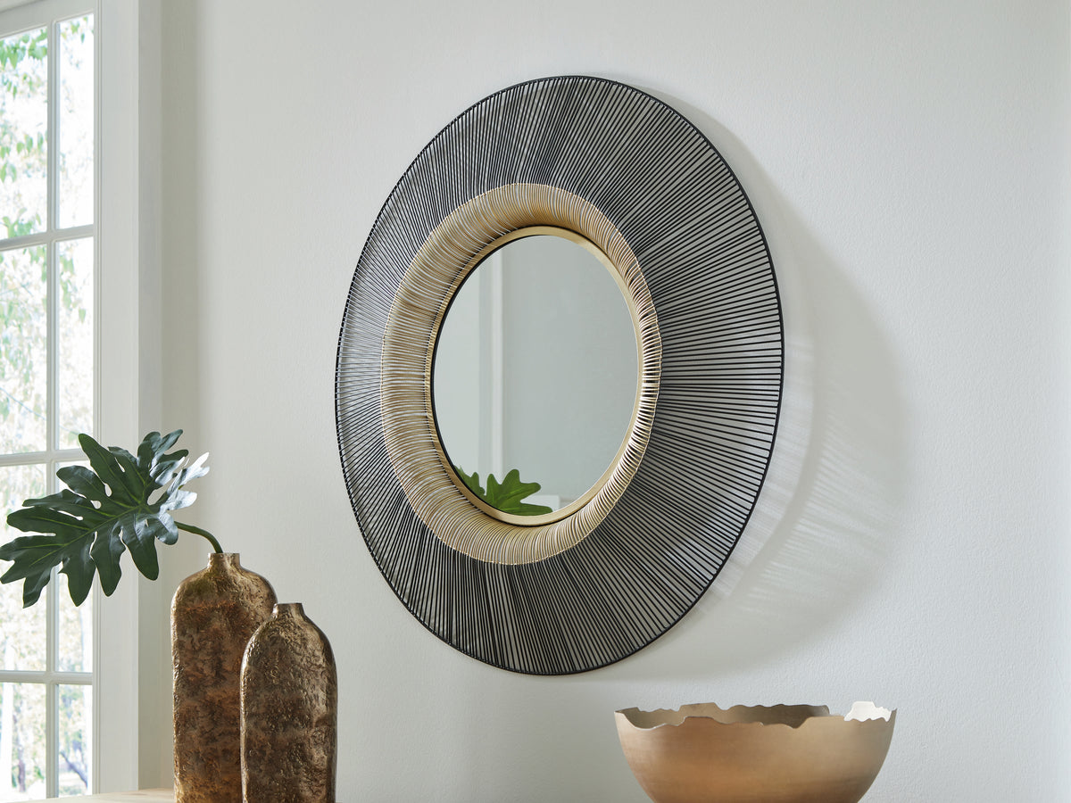 Coral Furniture - Ashley Furniture - Dallmen Mirror - Accent Mirror / Black/Gold Finish - A8010407