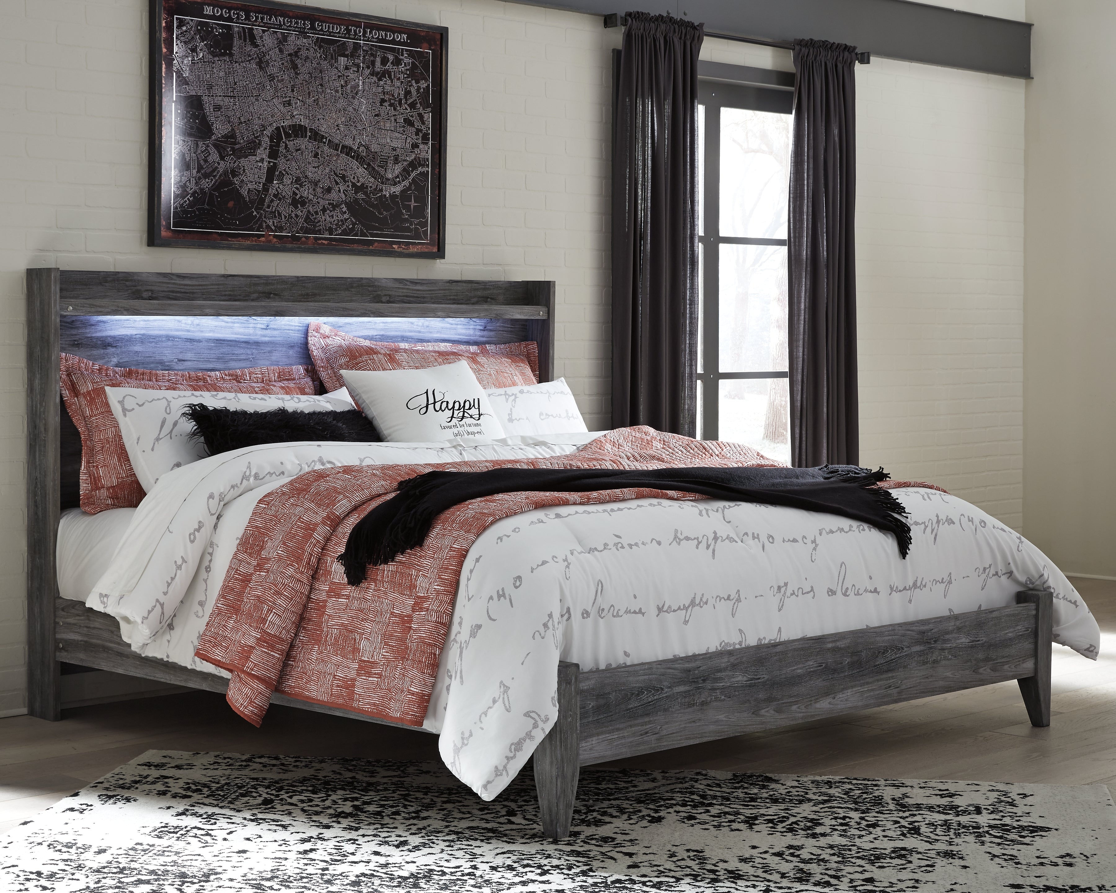 Coral Furniture - Ashley Furniture - Baystorm Bedroom - King Panel Bed / Gray - B221B11
