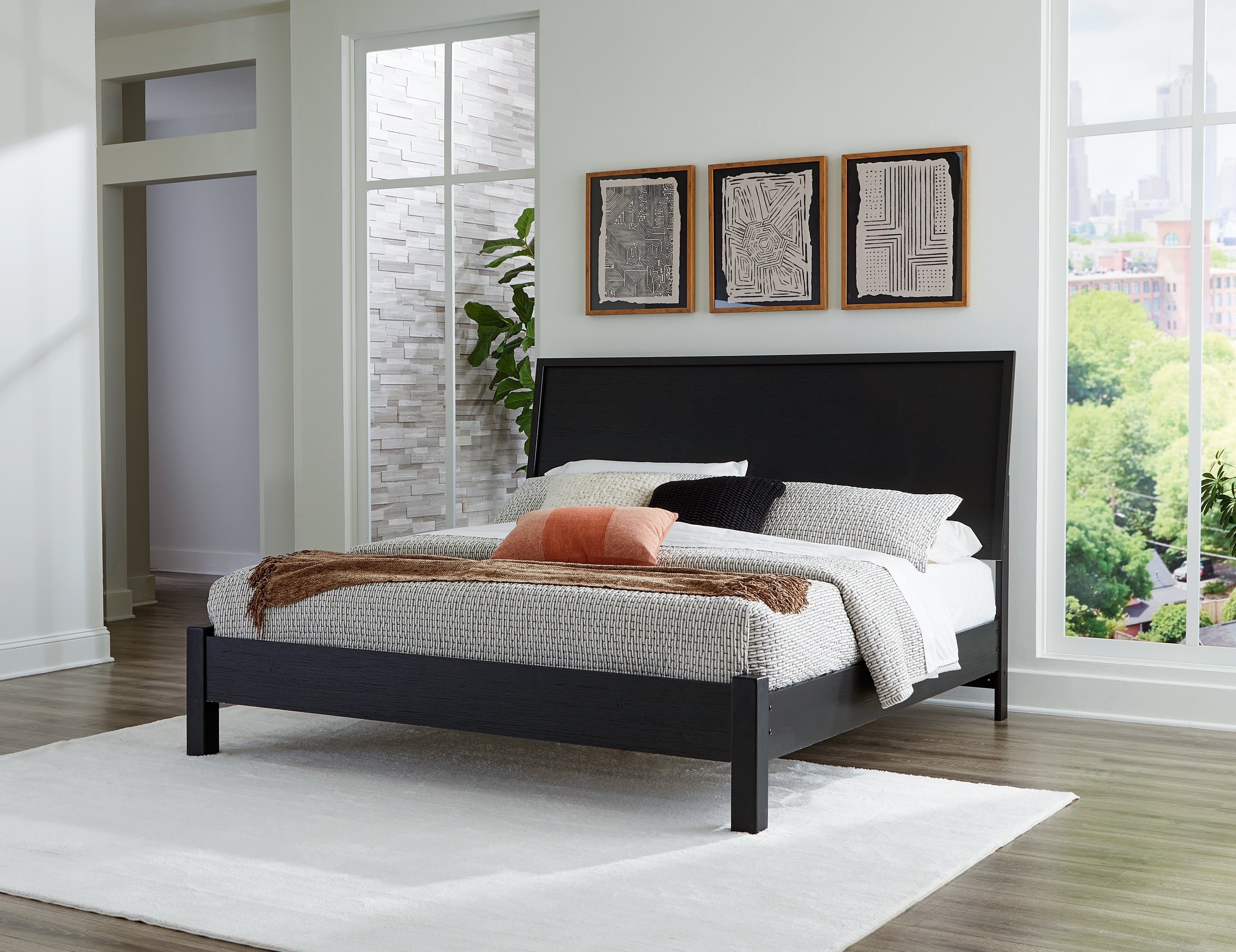 Coral Furniture - Ashley Furniture - Danziar Bedroom - King Panel Bed / Black - B1013B10