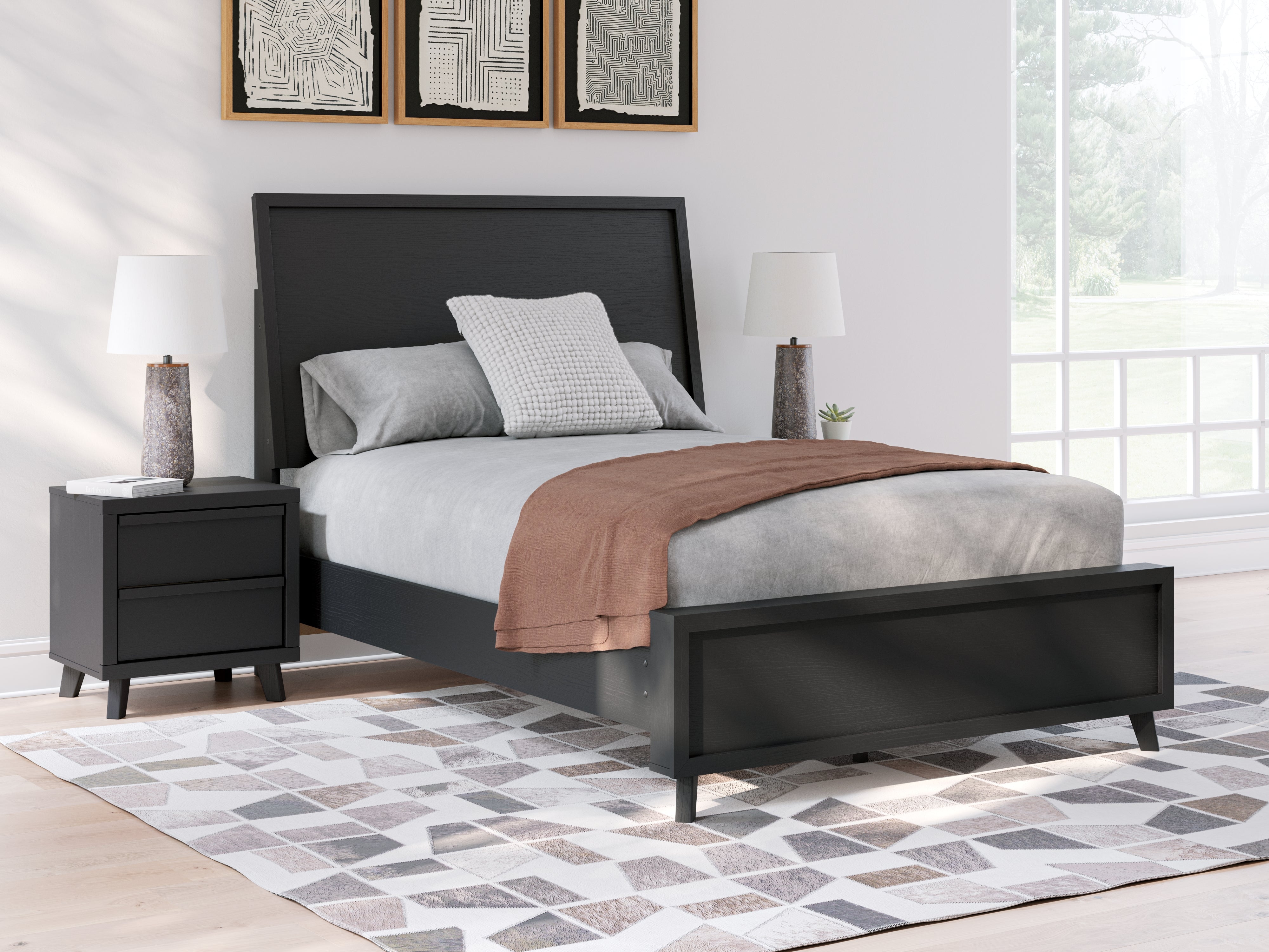 Coral Furniture - Ashley Furniture - Danziar Bedroom - Full Panel Bed / Black - B1013B20