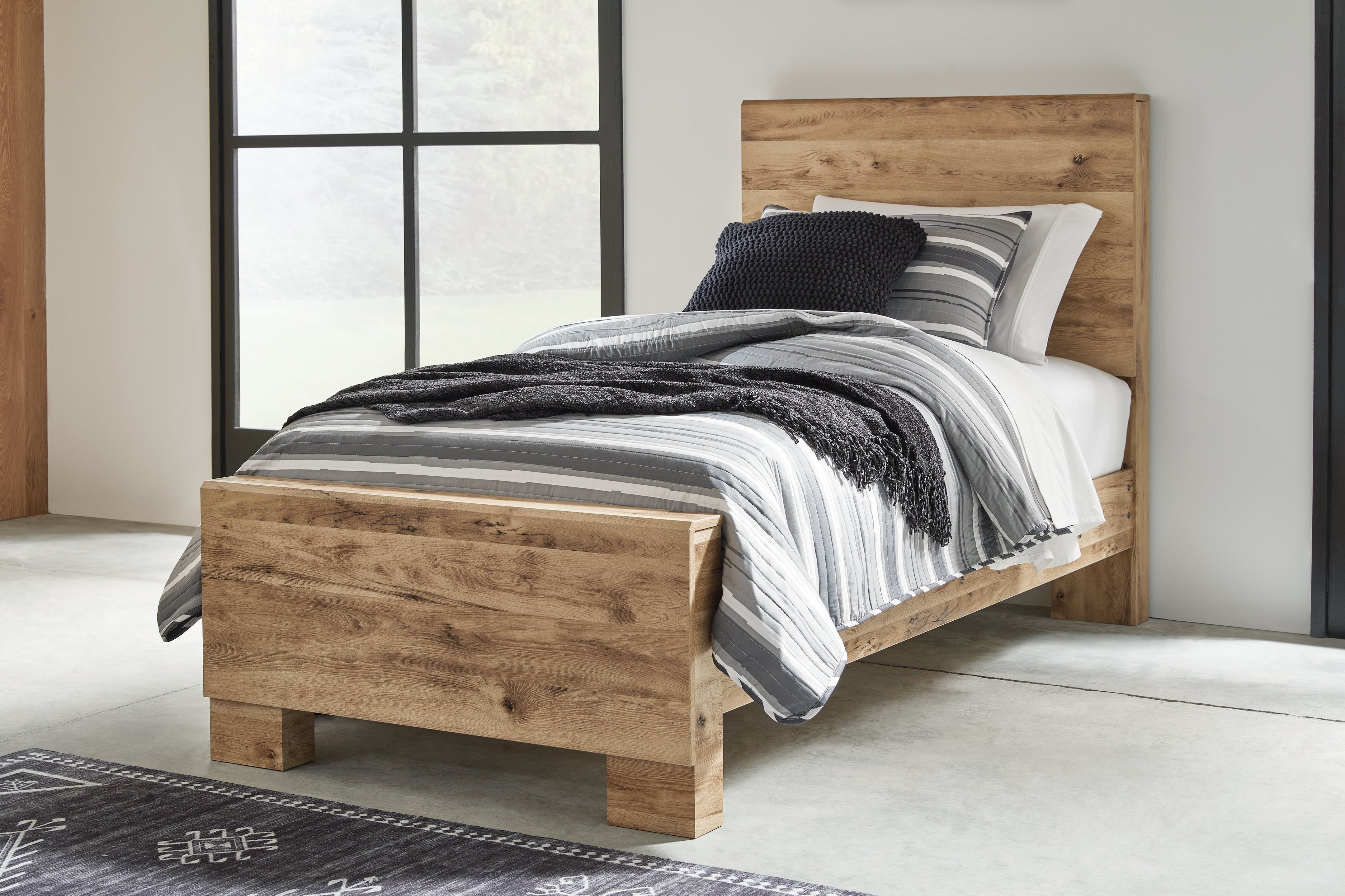 Coral Furniture - Ashley Furniture - Hyanna Bedroom - Twin Panel Bed / Tan Brown - B1050B20