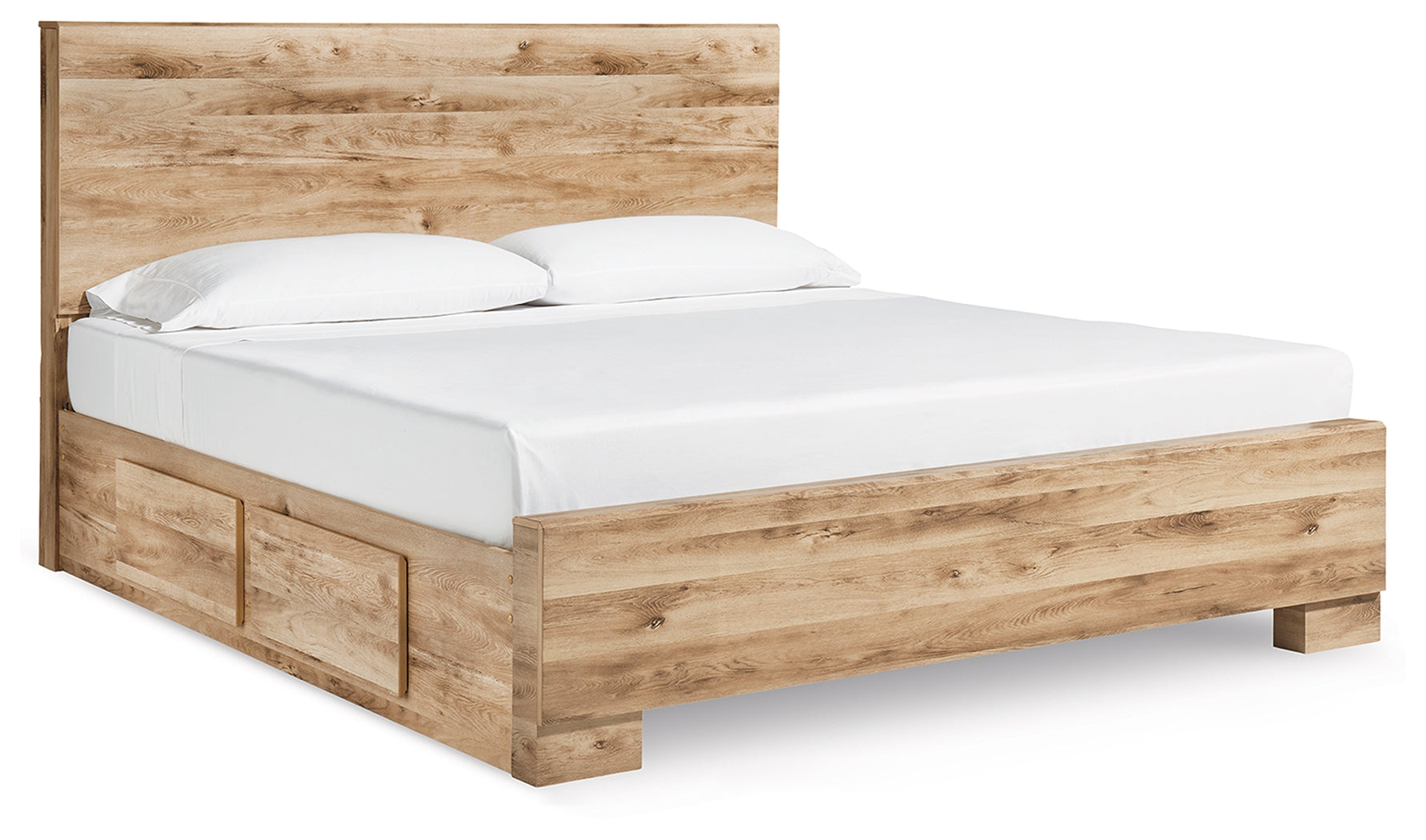 Coral Furniture - Ashley Furniture - Hyanna Bedroom - King Panel Bed with 2 Side Storage / Tan Brown - B1050B33