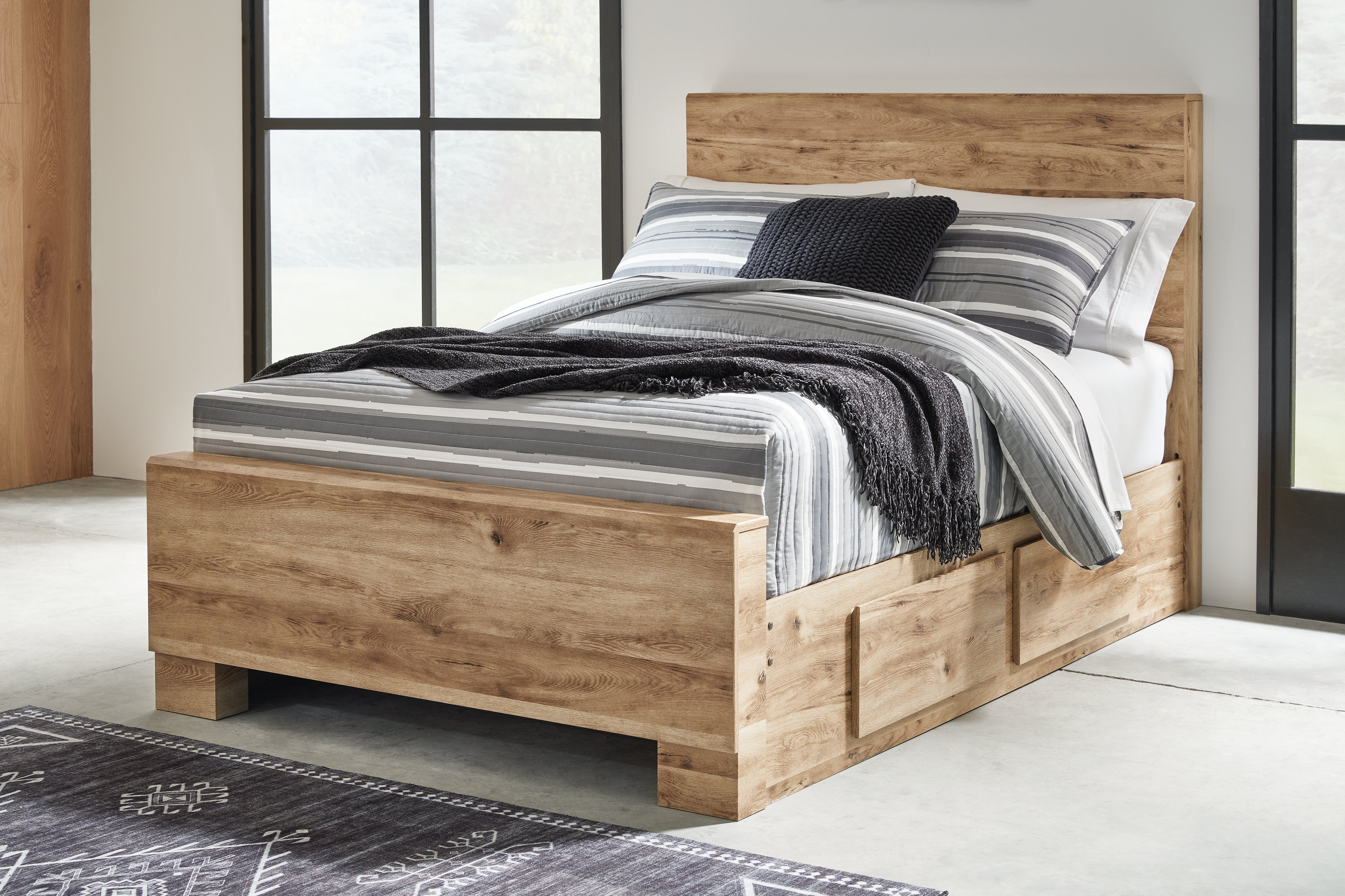 Coral Furniture - Ashley Furniture - Hyanna Bedroom - Full Panel Bed with 2 Side Storage / Tan Brown - B1050B29
