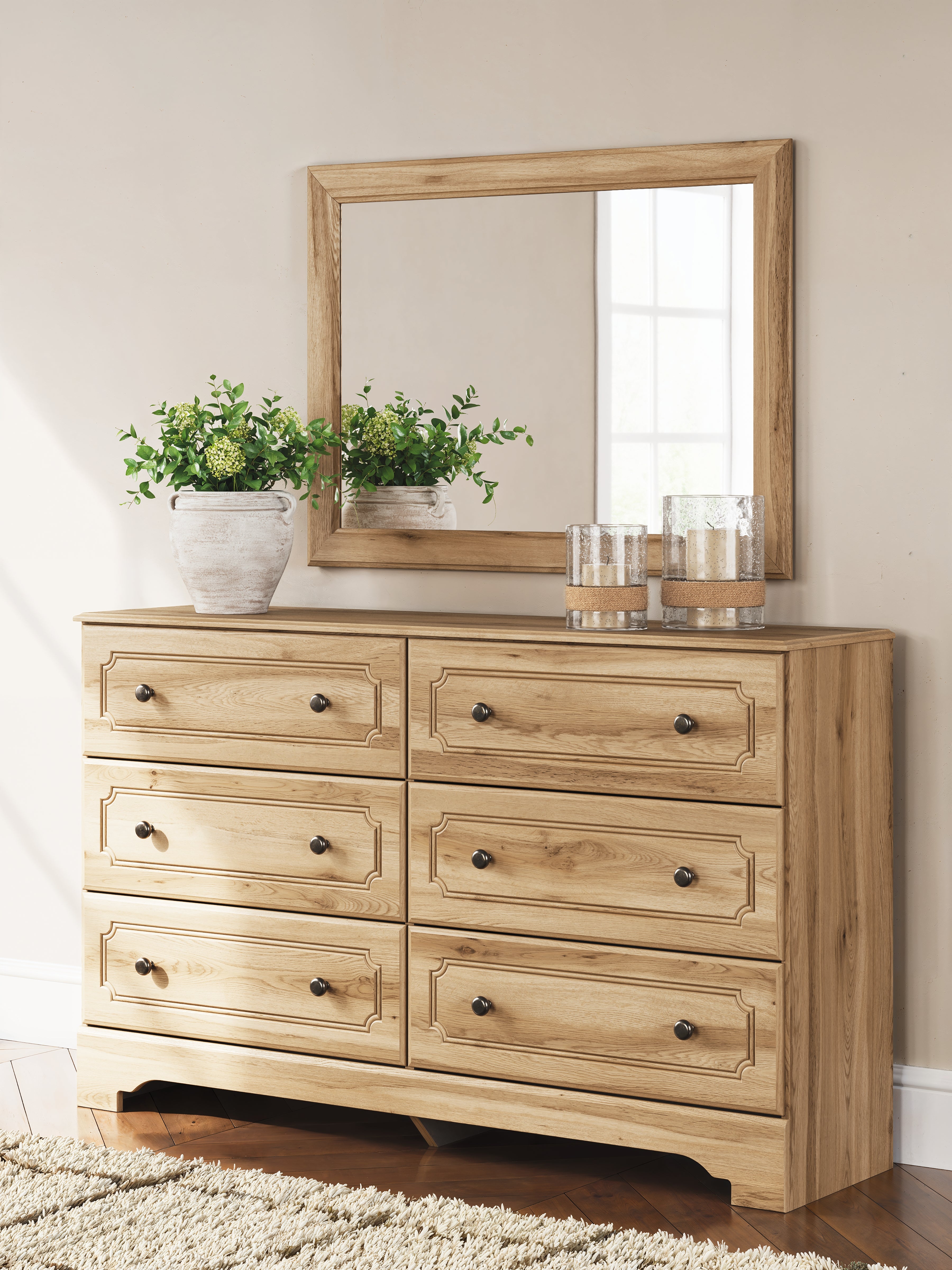 Coral Furniture - Ashley Furniture - Aleaport Bedroom - Dresser and Mirror / Warm Brown - PCB1075B1