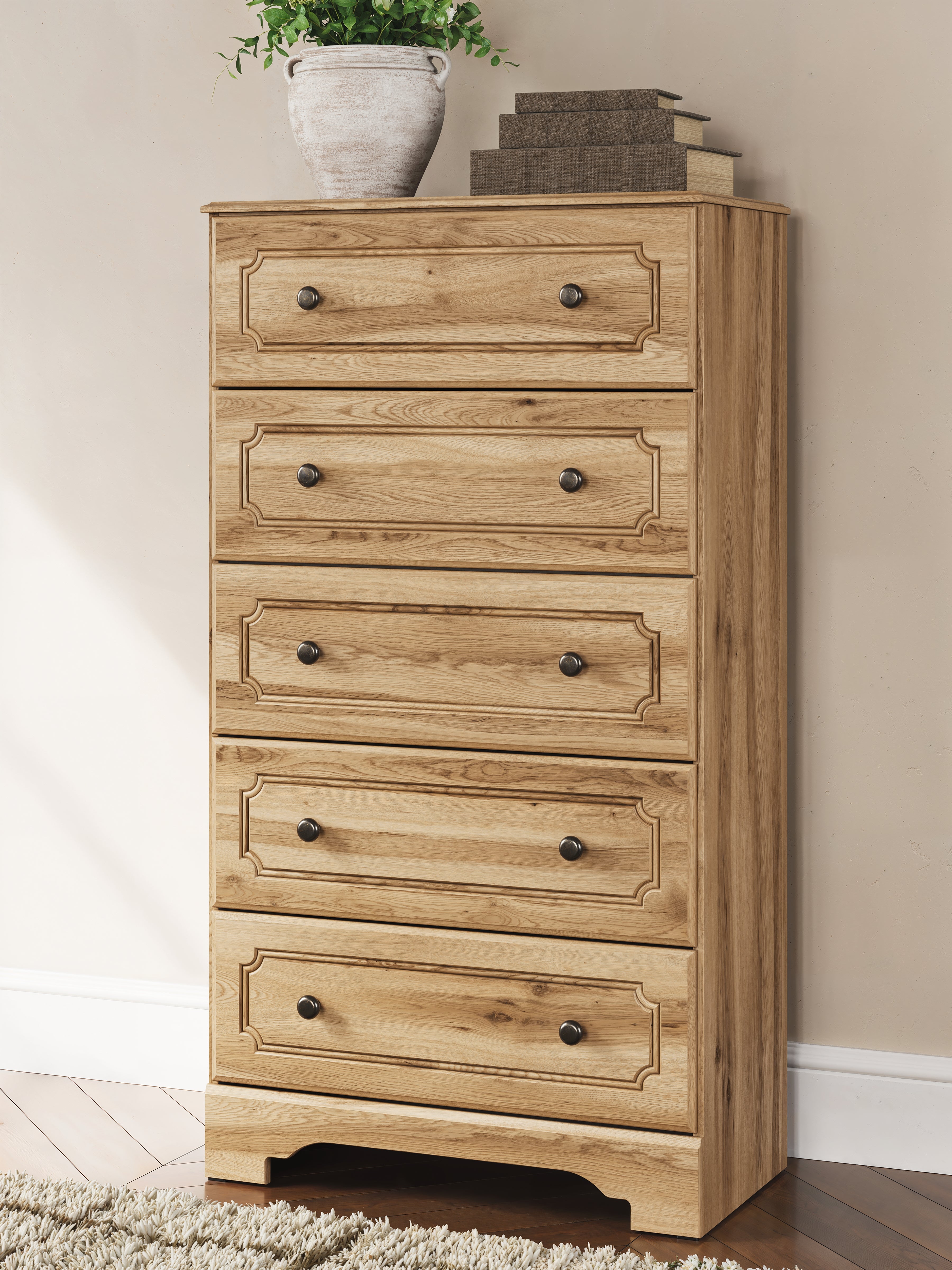 Coral Furniture - Ashley Furniture - Aleaport Bedroom - Five Drawer Chest / Warm Brown - PCB1075-46