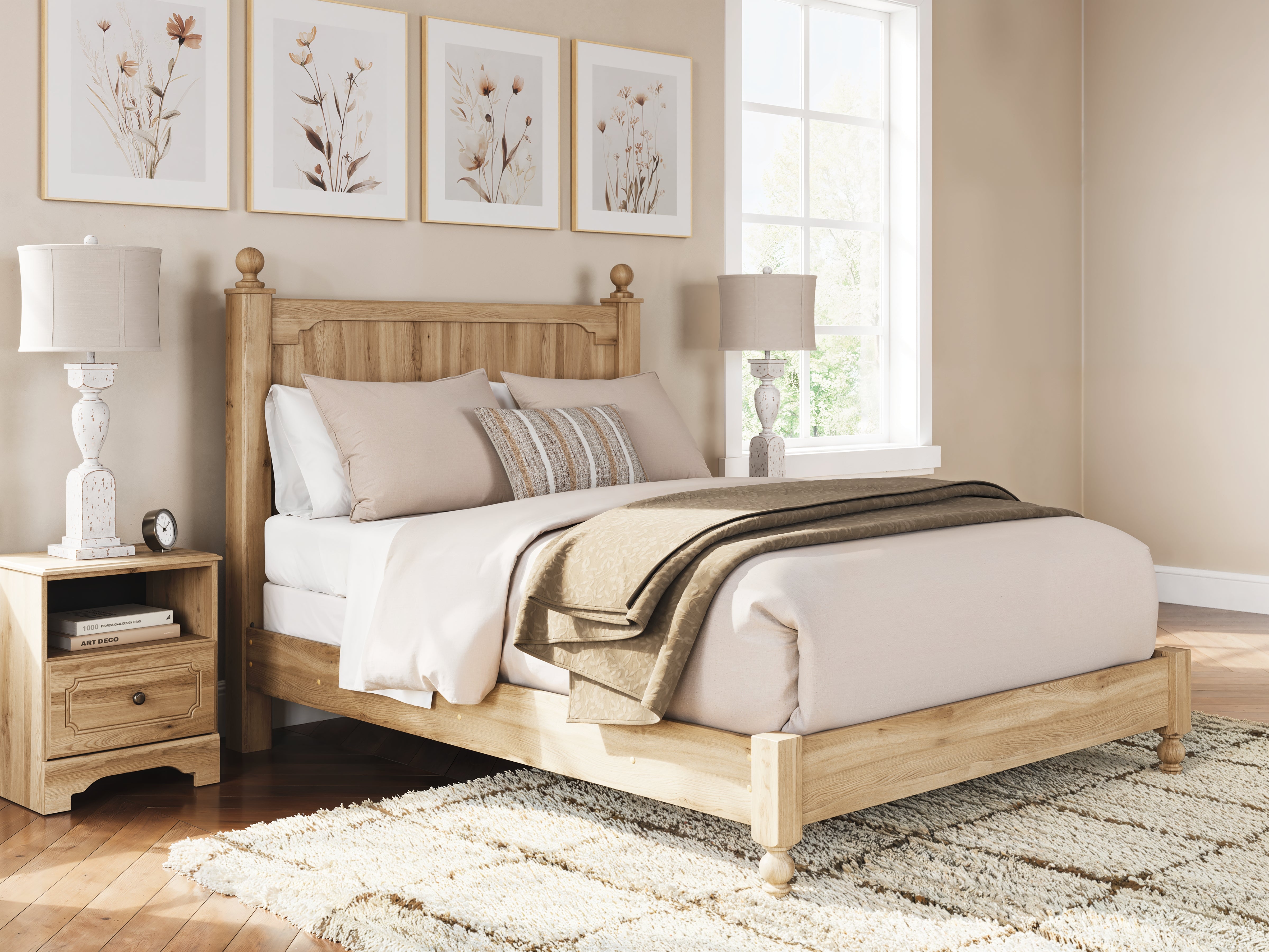 Coral Furniture - Ashley Furniture - Aleaport Bedroom - Queen Panel Bed / Warm Brown - PCB1075B7