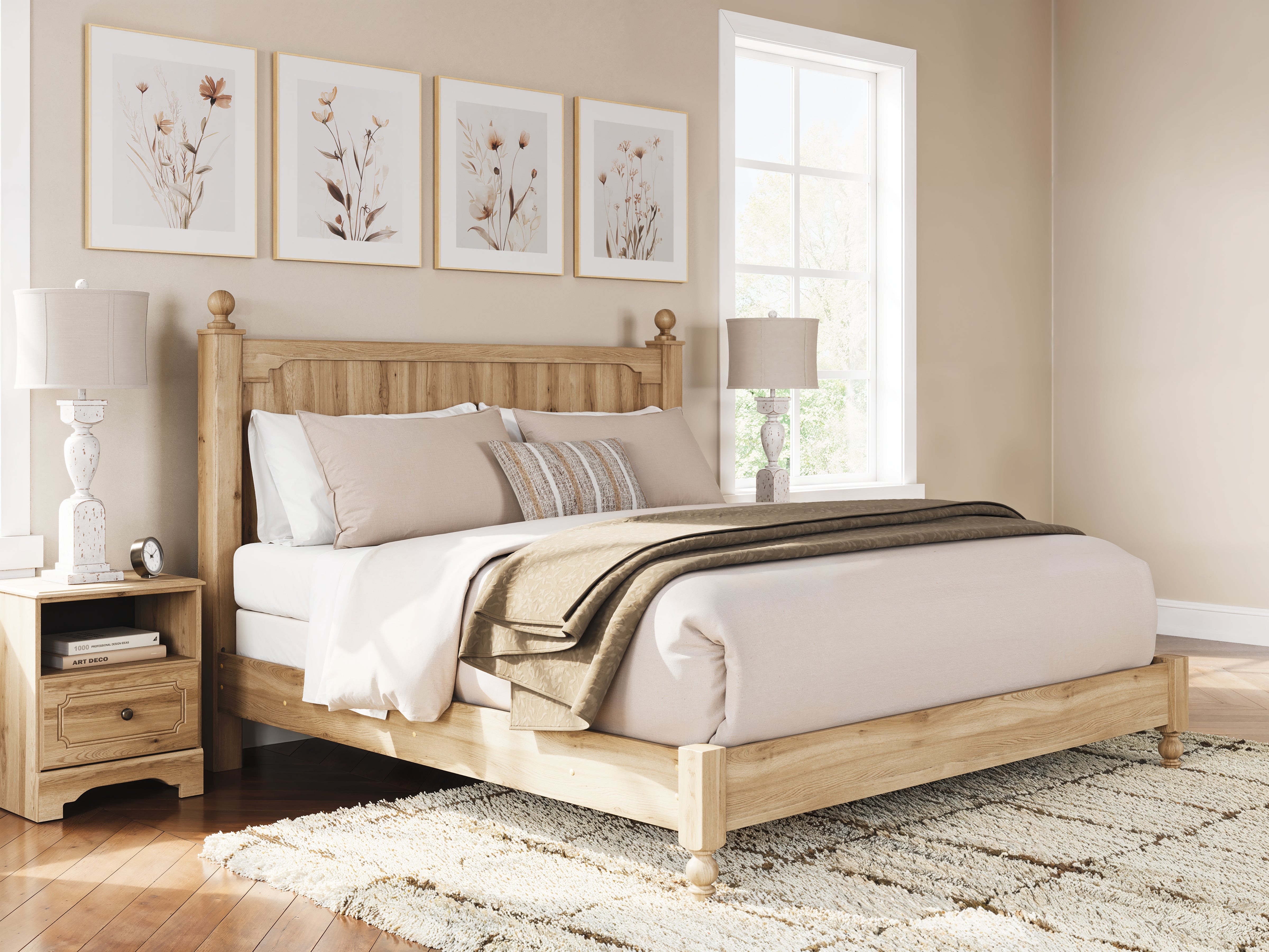 Coral Furniture - Ashley Furniture - Aleaport Bedroom - King Panel Bed / Warm Brown - PCB1075B8