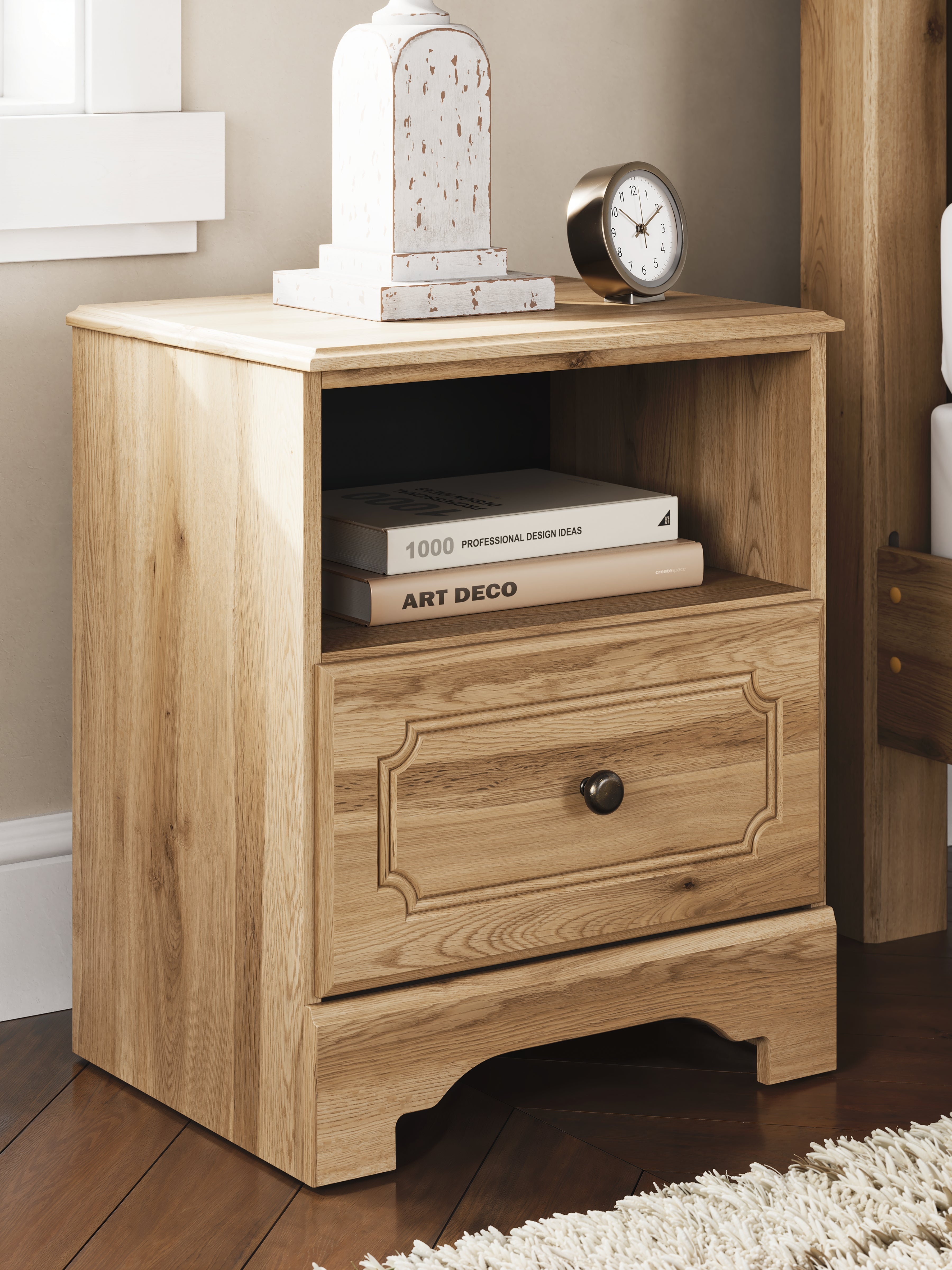 Coral Furniture - Ashley Furniture - Aleaport Bedroom - One Drawer Night Stand / Warm Brown - PCB1075-91