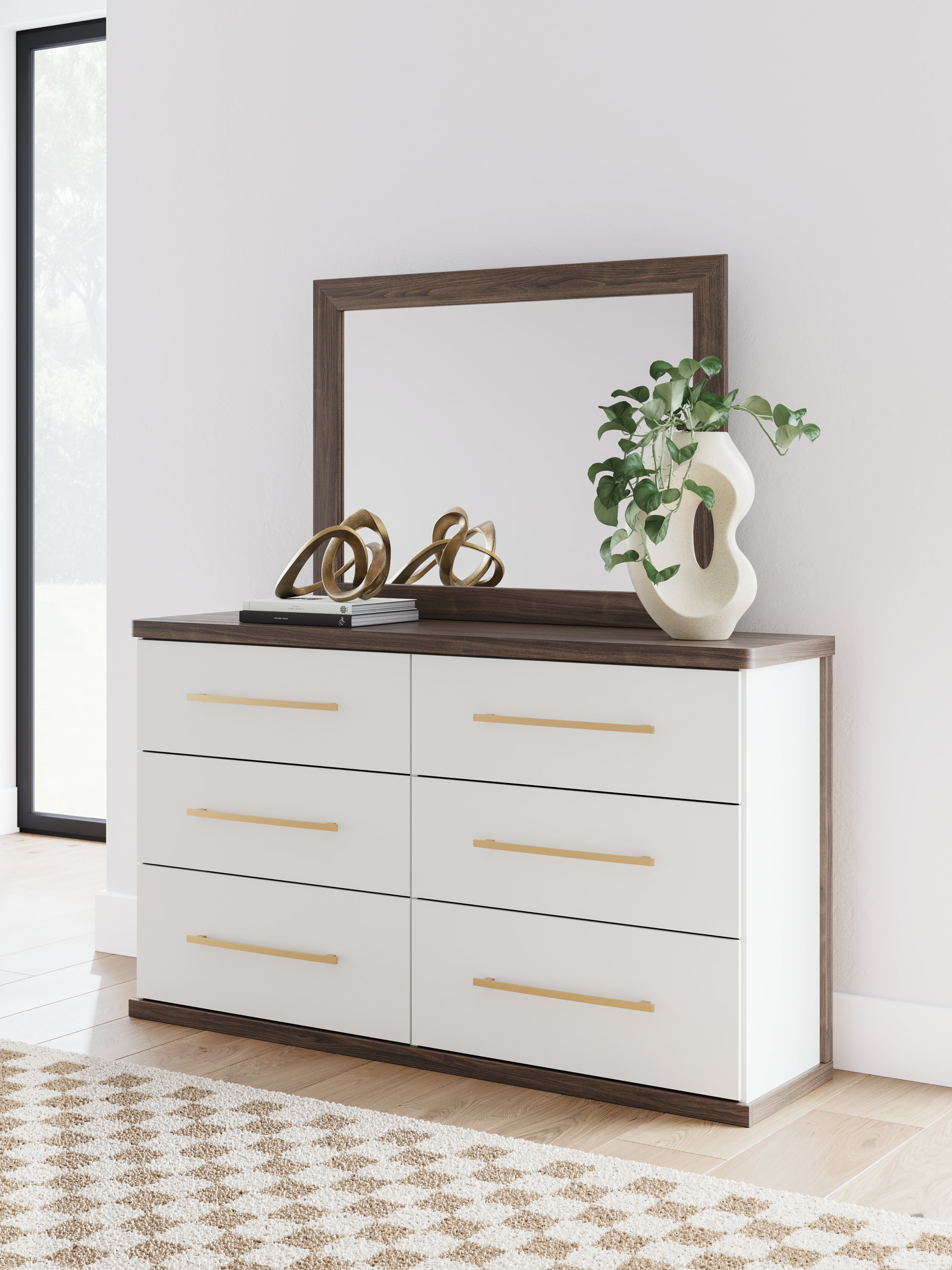 Coral Furniture - Ashley Furniture - Kendanport Bedroom - Queen Upholstered Bed / White/Brown - PCB1108B7