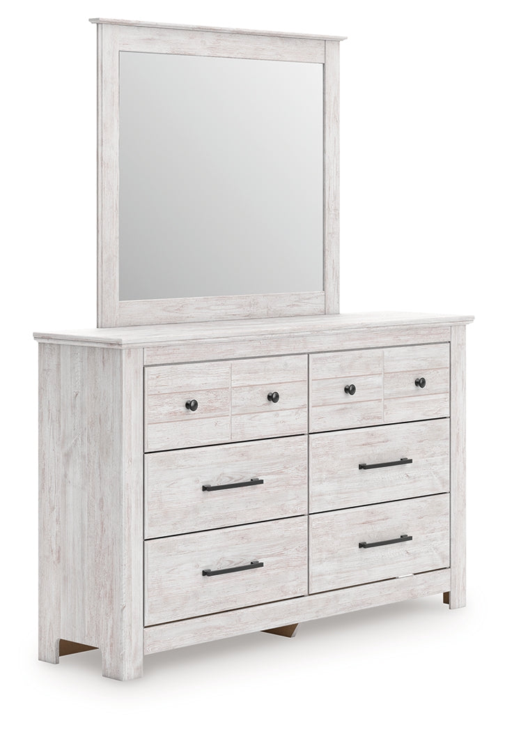 Coral Furniture - Ashley Furniture - Makidern Bedroom - Dresser and Mirror / Whitewash - PCB1171B1