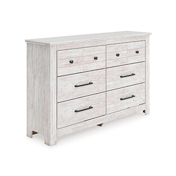 Coral Furniture - Ashley Furniture - Makidern Bedroom - Six Drawer Dresser / Whitewash - PCB1171-31