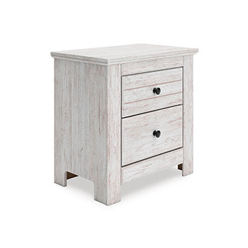 Coral Furniture - Ashley Furniture - Makidern Bedroom - Two Drawer Night Stand / Whitewash - PCB1171-92