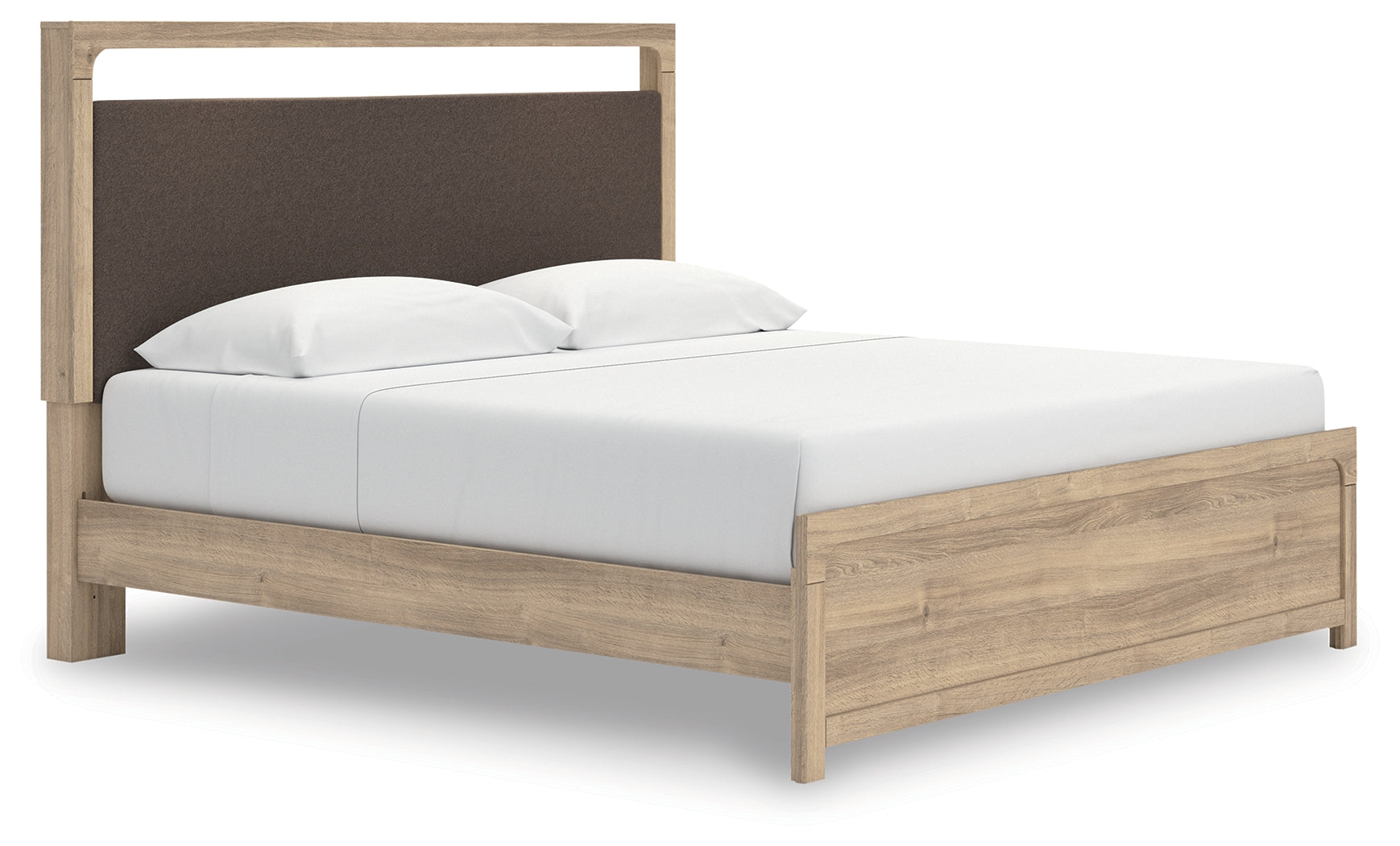Coral Furniture - Ashley Furniture - Kinlanni Bedroom - King Upholstered Platform Bed / Tan - PCB1360B16