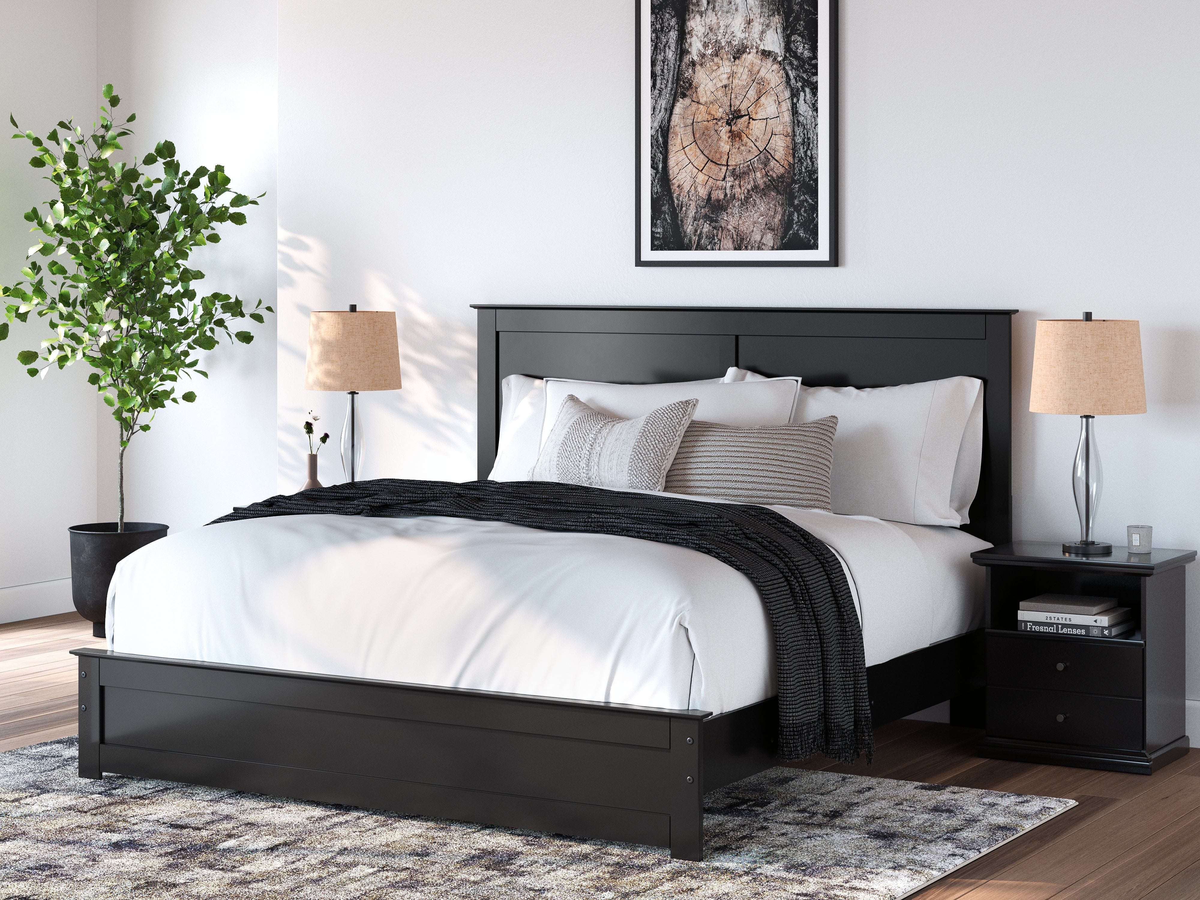Coral Furniture - Ashley Furniture - Maribel Bedroom - King Panel Bed / Black - B138B57