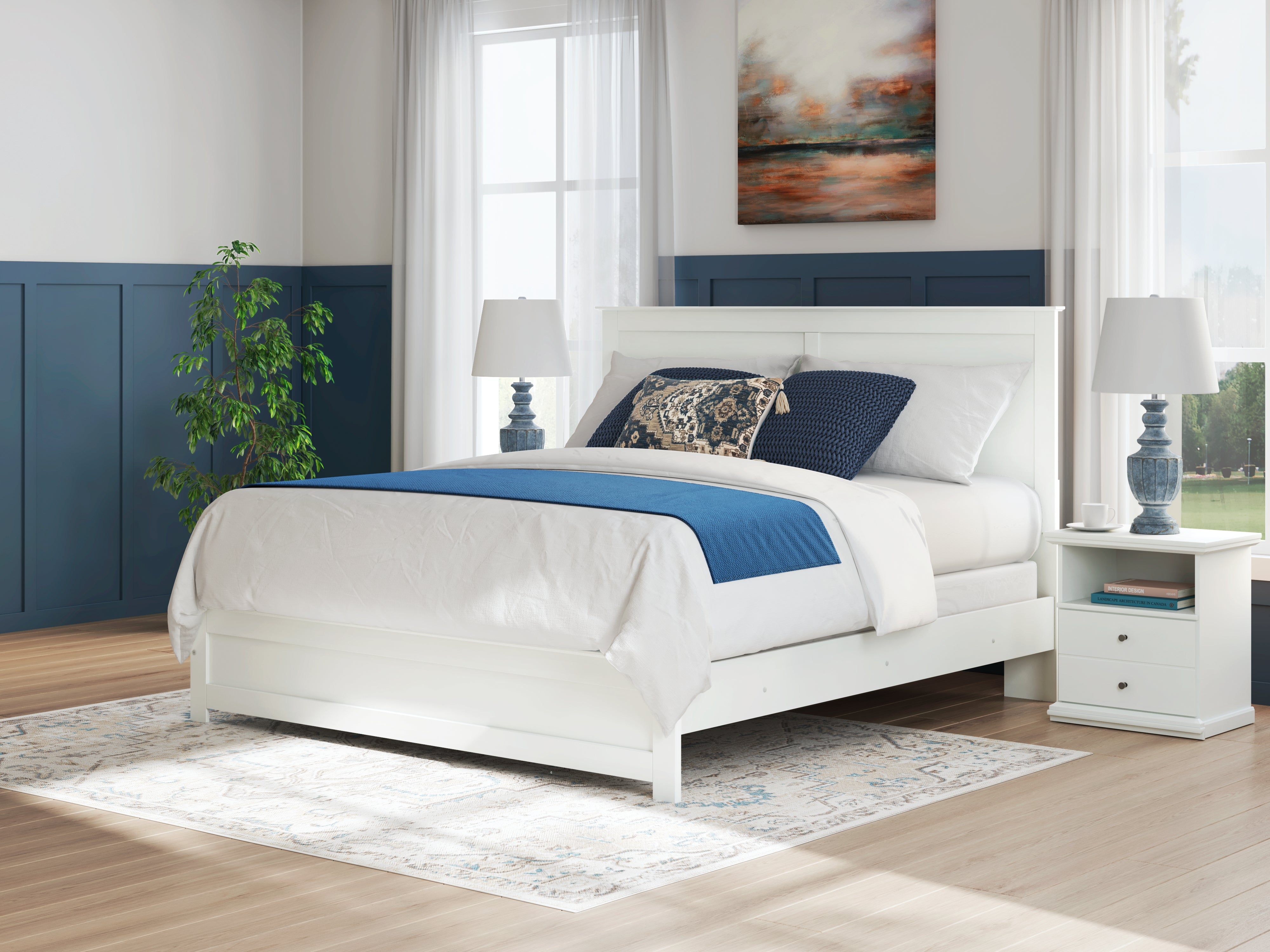 Coral Furniture - Ashley Furniture - Bostwick Shoals Bedroom - King Panel Bed / White - B139B47