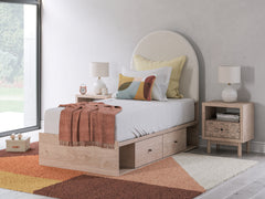 Coral Furniture - Ashley Furniture - Arloster Bedroom - Full Upholstered Panel Bed / Tan/White - PCB1566B3