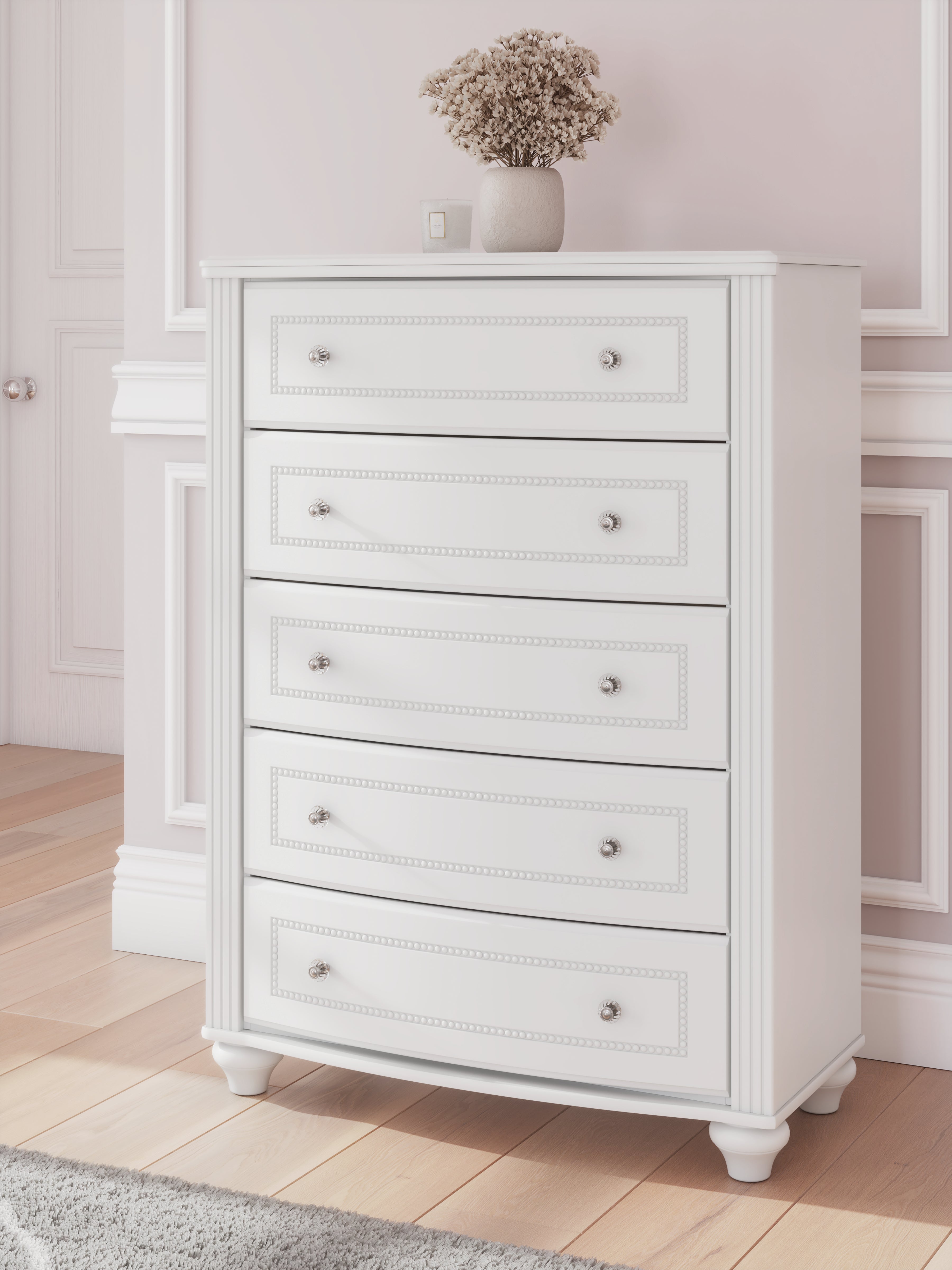 Coral Furniture - Ashley Furniture - Kozlani Bedroom - Five Drawer Chest / White - PCB1819-46