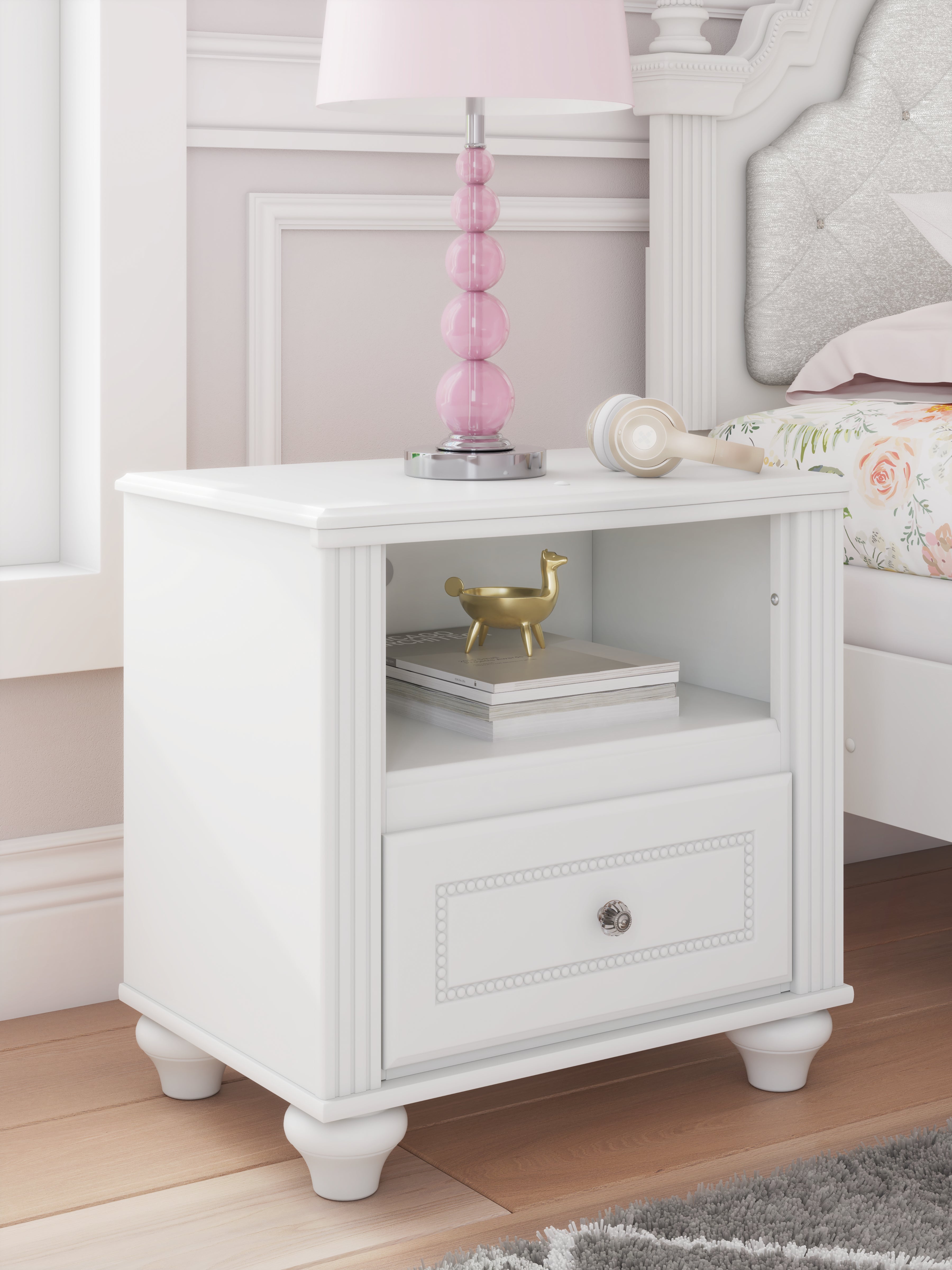 Coral Furniture - Ashley Furniture - Kozlani Bedroom - One Drawer Night Stand / White - PCB1819-91