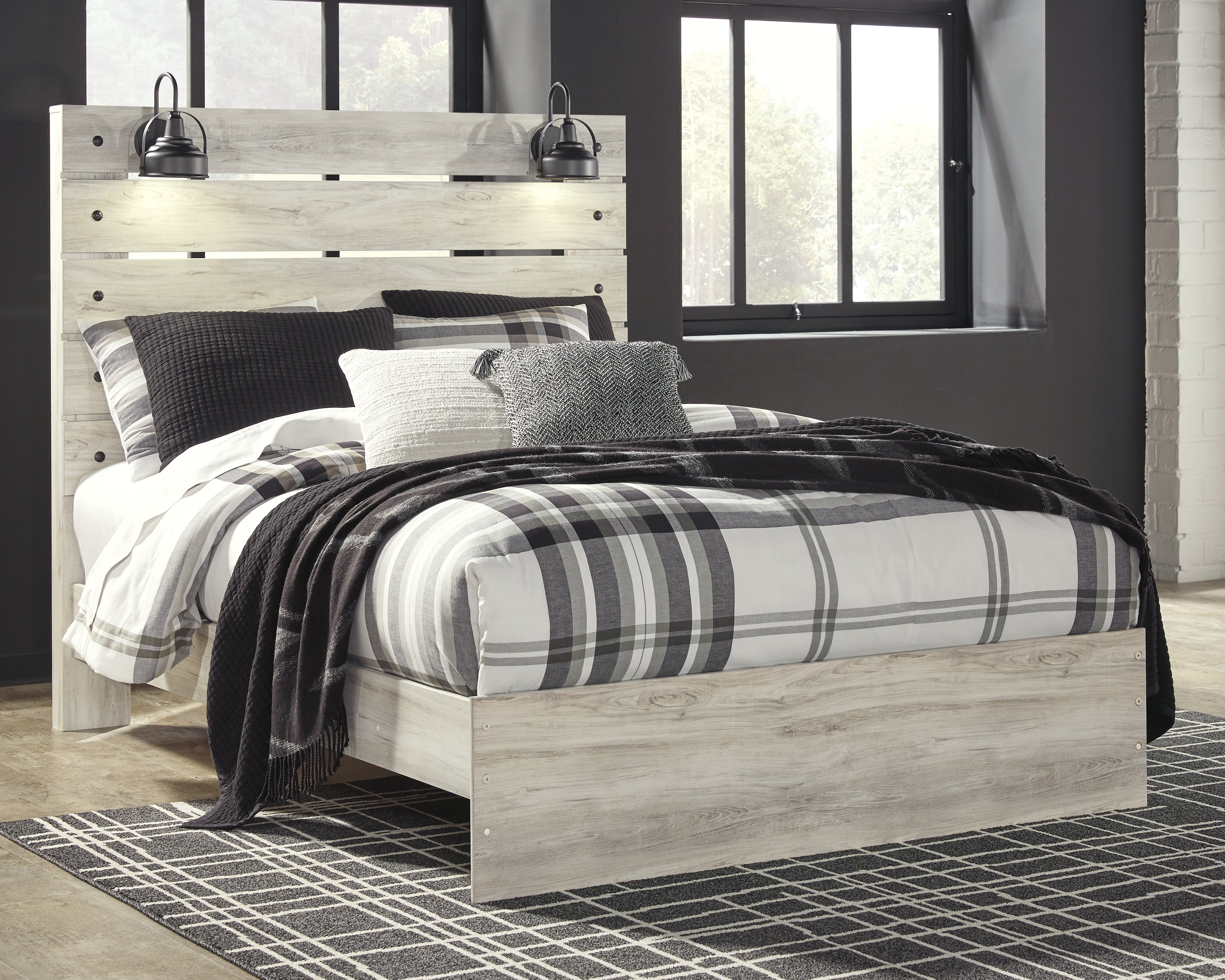 Coral Furniture - Ashley Furniture - Cambeck Bedroom - Queen Panel Bed / Whitewash - B192B4