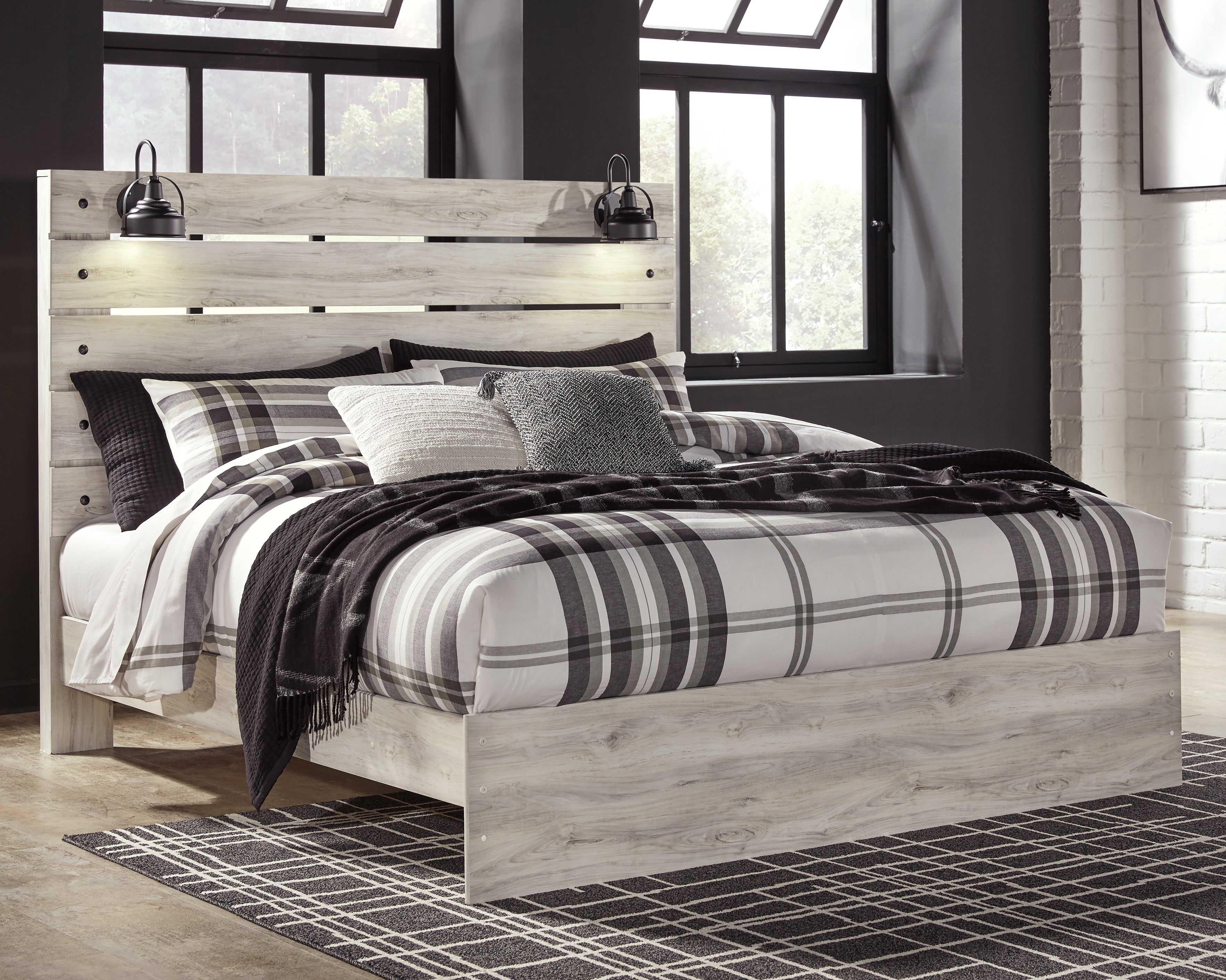 Coral Furniture - Ashley Furniture - Cambeck Bedroom - King Panel Bed / Whitewash - B192B28