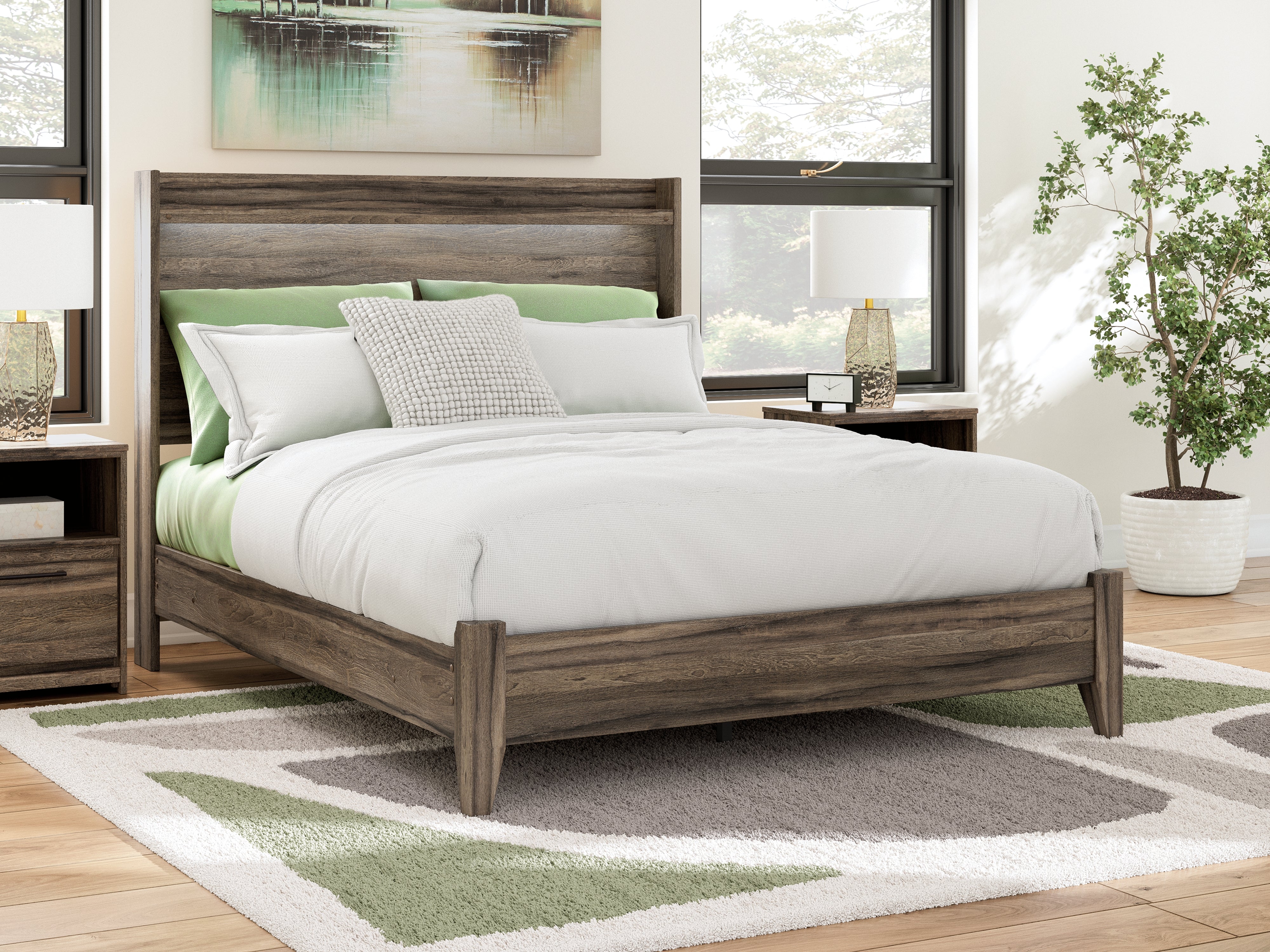 Coral Furniture - Ashley Furniture - Elbrim Bedroom - Queen Panel Bed / Brown - PCB2005B2