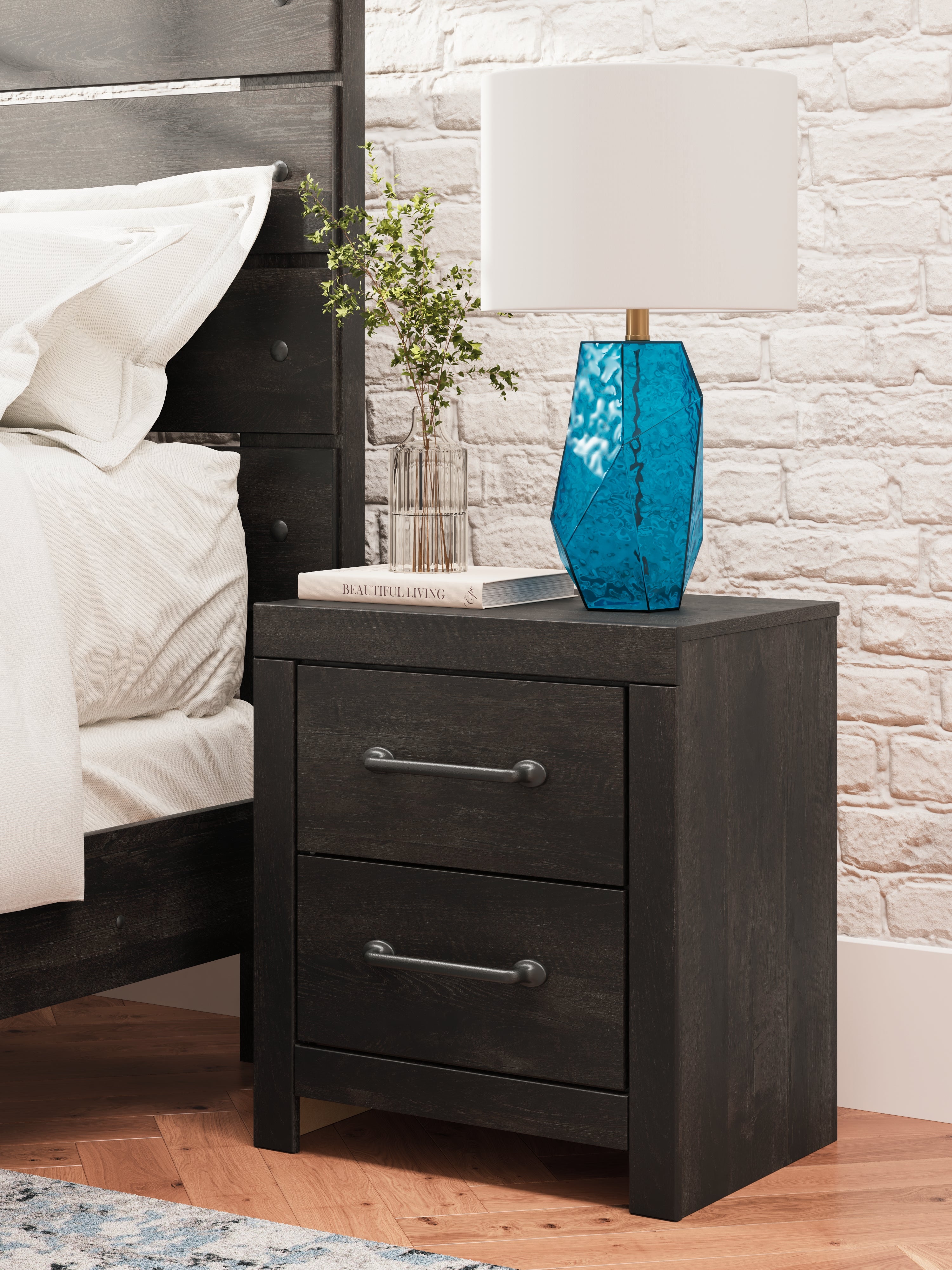 Coral Furniture - Ashley Furniture - Hollivern Bedroom - Two Drawer Night Stand / Dark Gray - PCB2108-92