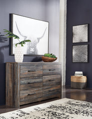 Coral Furniture - Ashley Furniture - Drystan Bedroom - King Bookcase Bed with 2 Storage Drawers / Multi - B211B27