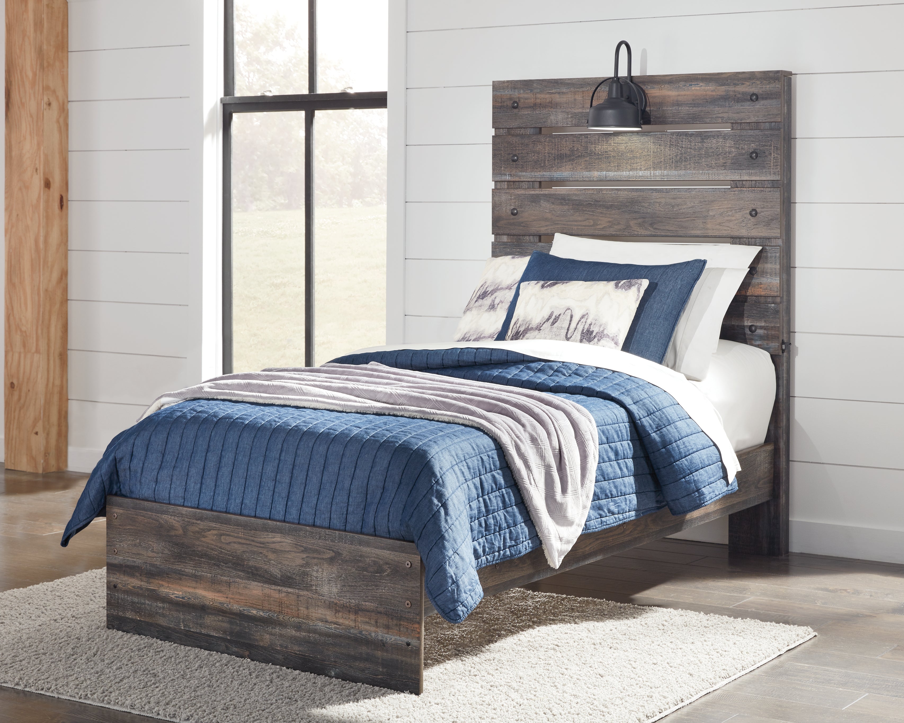 Coral Furniture - Ashley Furniture - Drystan Bedroom - Twin Panel Bed / Multi - B211B2