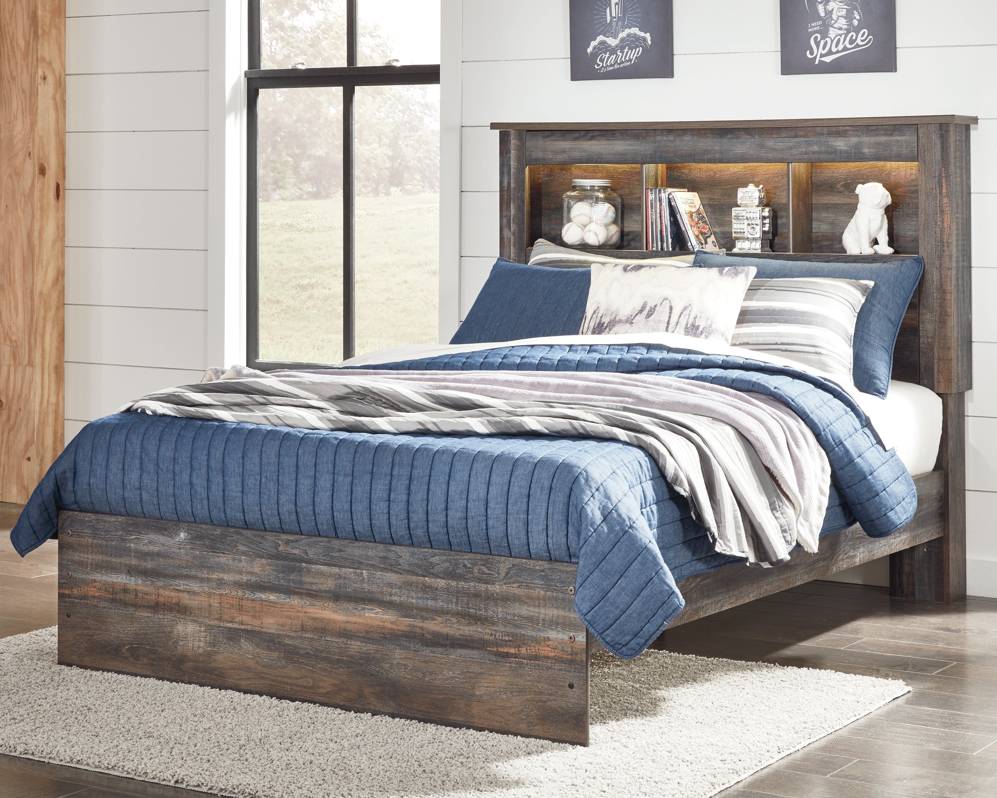 Coral Furniture - Ashley Furniture - Drystan Bedroom - Full Bookcase Bed / Multi - B211B46