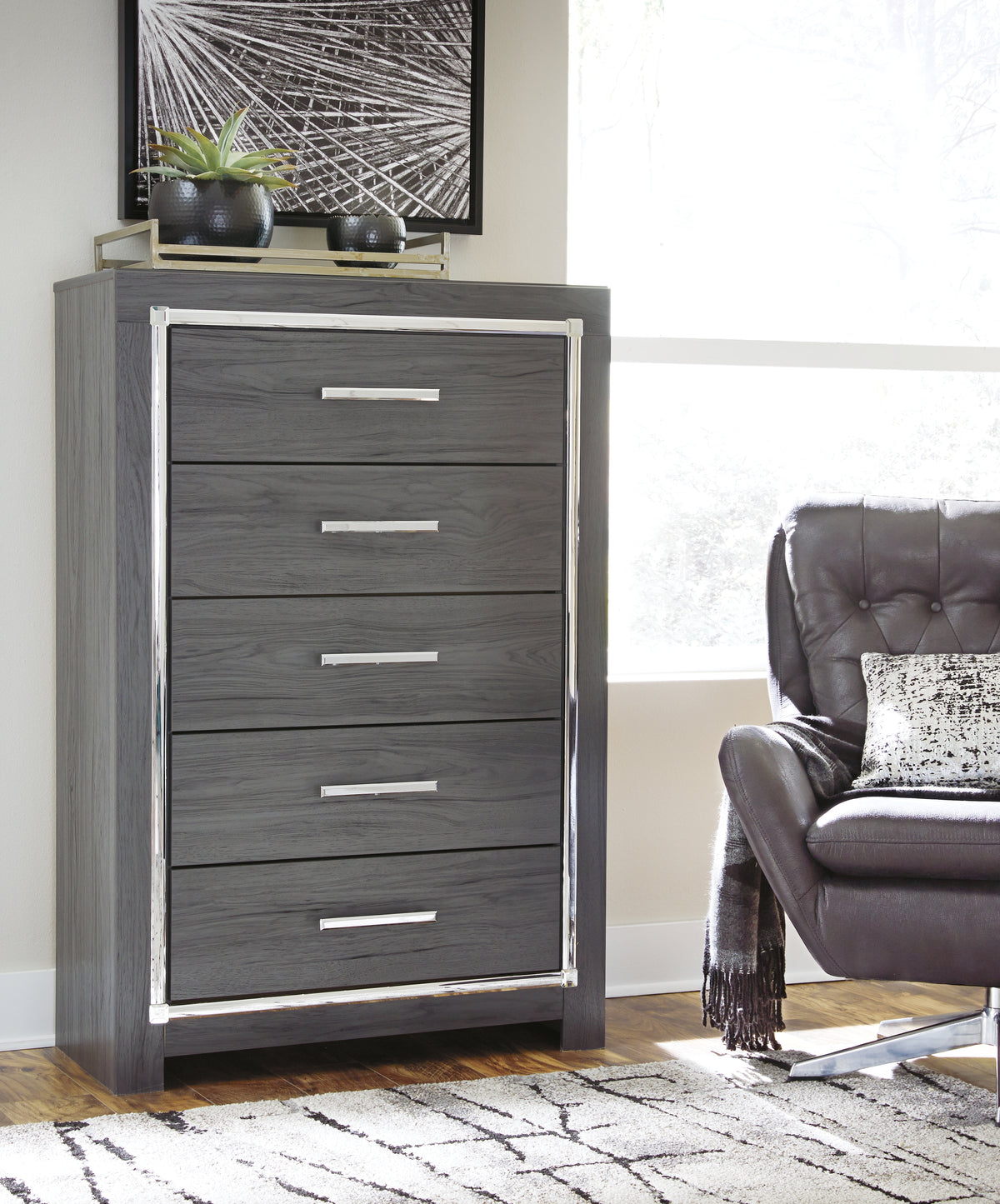 Coral Furniture - Ashley Furniture - Lodanna Bedroom - Two Drawer Night Stand / Gray - B214-92
