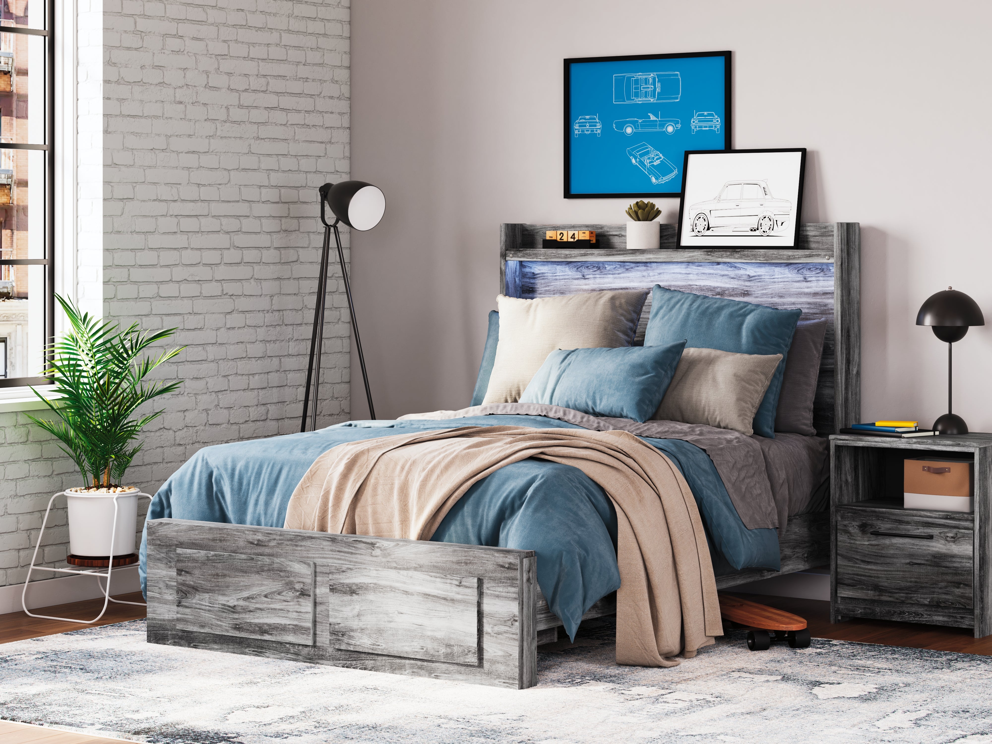 Coral Furniture - Ashley Furniture - Baystorm Bedroom - Full Panel Bed with 2 Storage Drawers / Gray - B221B34