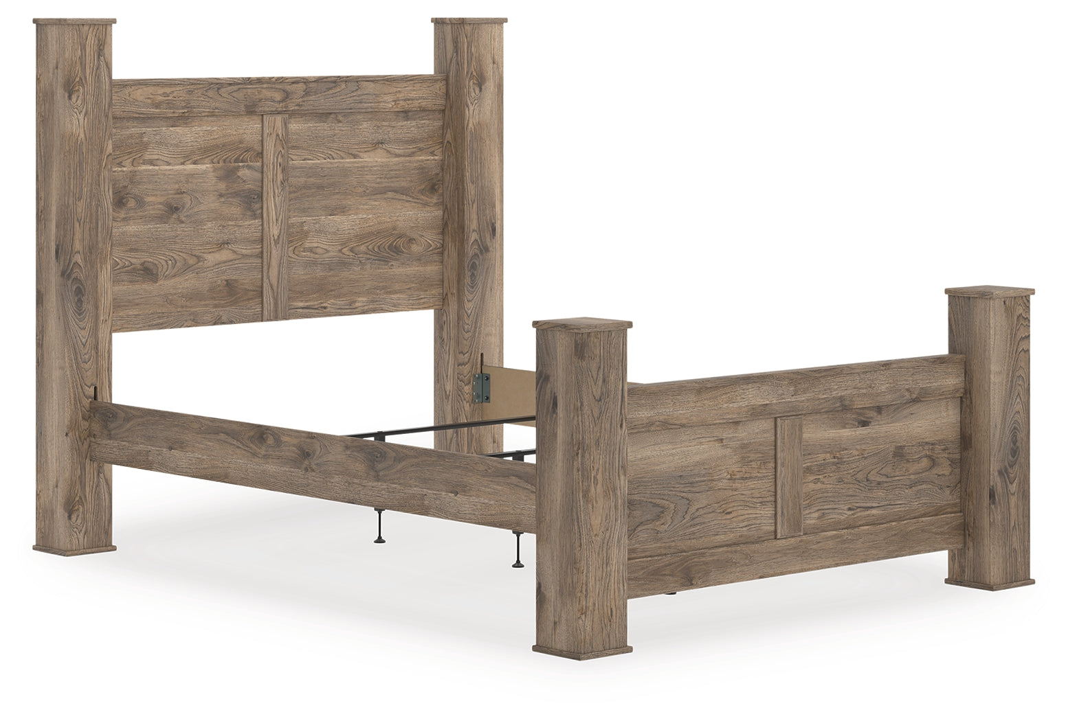 Coral Furniture - Ashley Furniture - Rusticott Bedroom - Queen Poster Bed / Brown - PCB2260B4