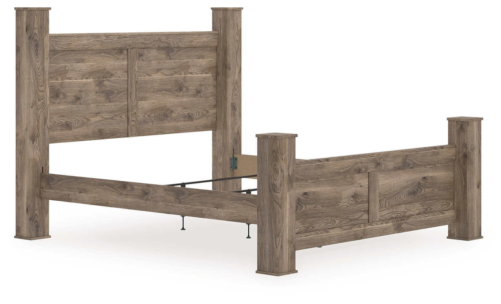 Coral Furniture - Ashley Furniture - Rusticott Bedroom - King Poster Bed / Brown - PCB2260B7