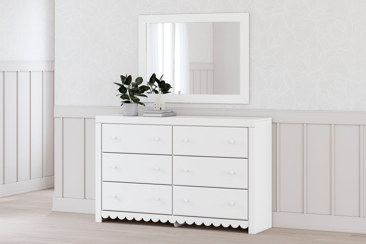Coral Furniture - Ashley Furniture - Mollviney Bedroom - Dresser and Mirror / White - B2540B1