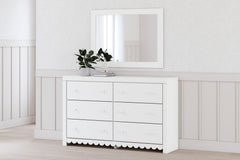 Coral Furniture - Ashley Furniture - Mollviney Bedroom - Dresser and Mirror / White - B2540B1