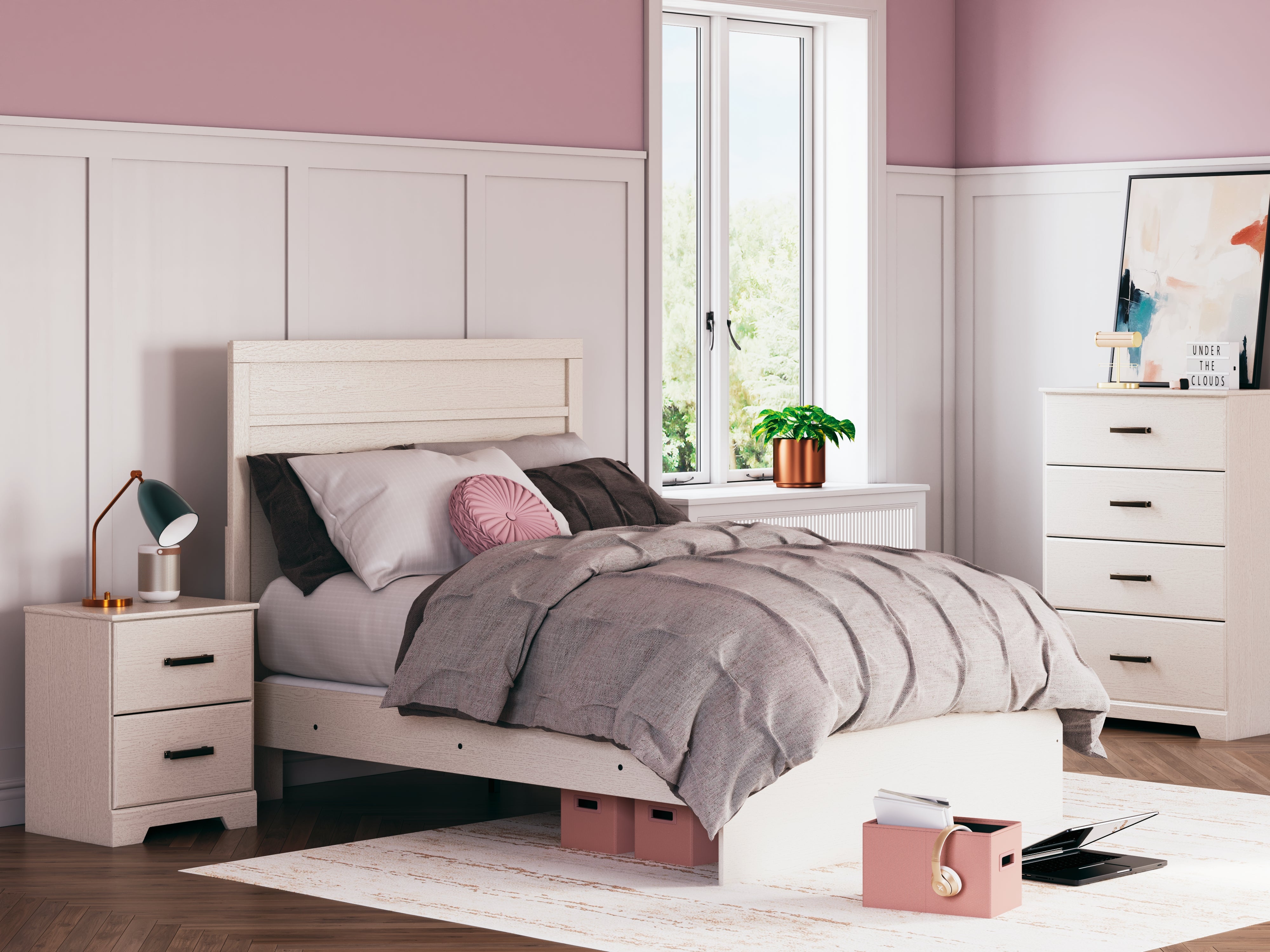 Coral Furniture - Ashley Furniture - Stelsie Bedroom - Full Panel Bed / White - B2588B4