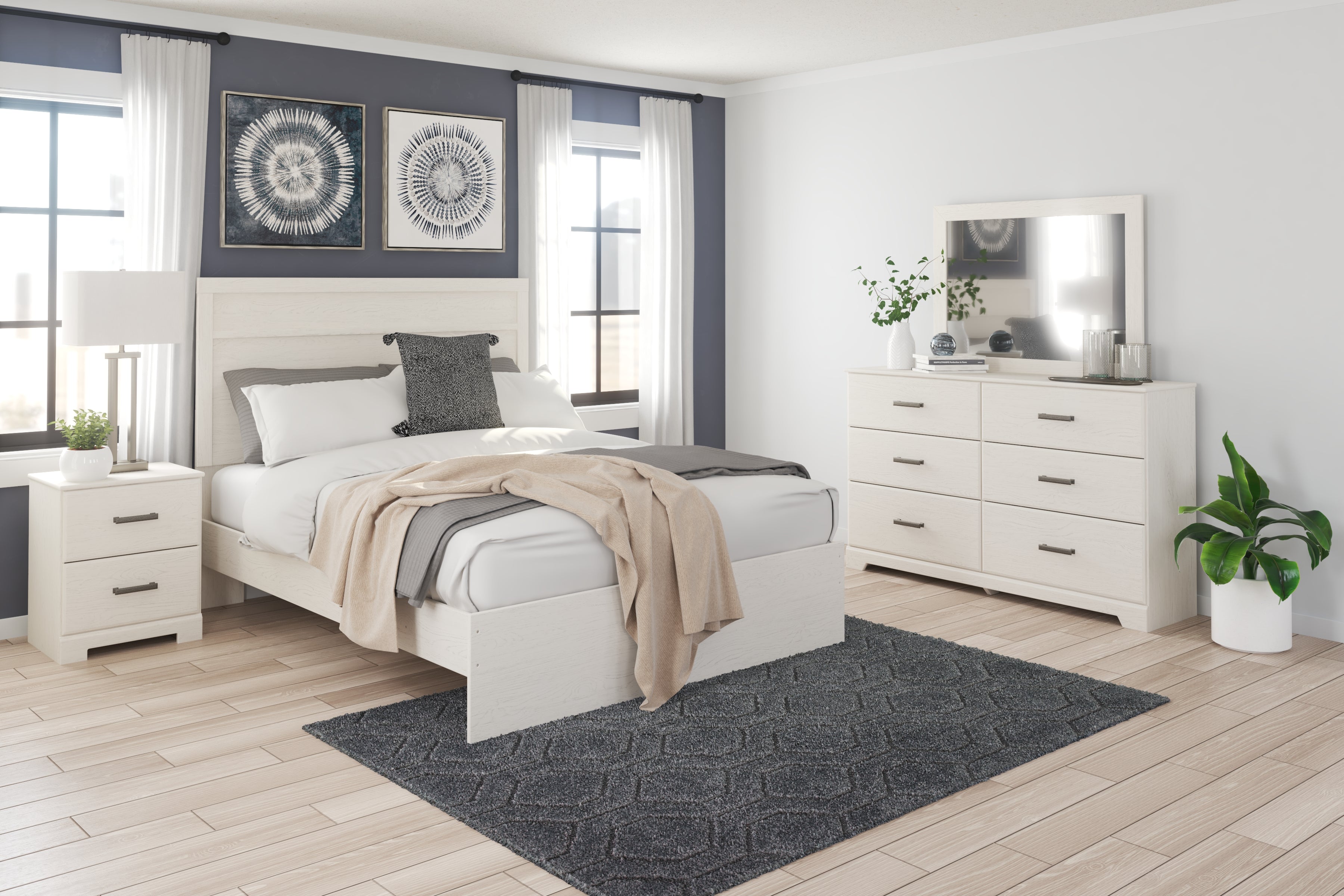 Coral Furniture - Ashley Furniture - Stelsie Bedroom - Queen Panel Bed / White - B2588B2