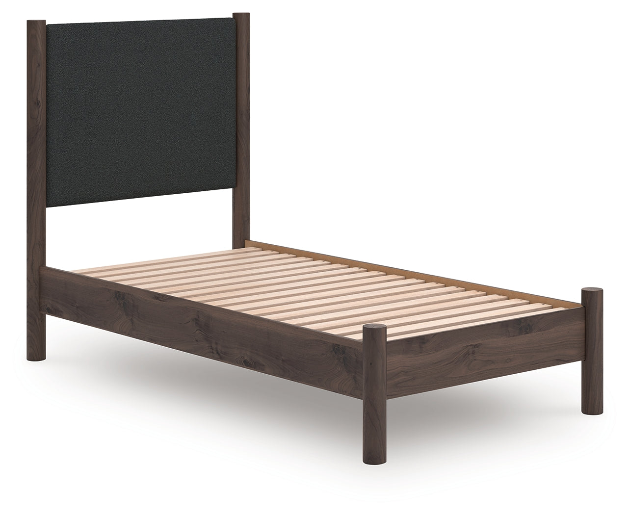 Coral Furniture - Ashley Furniture - Pamytta Bedroom - Twin Upholstered Panel Platform Bed / Brown - PCB2614B8