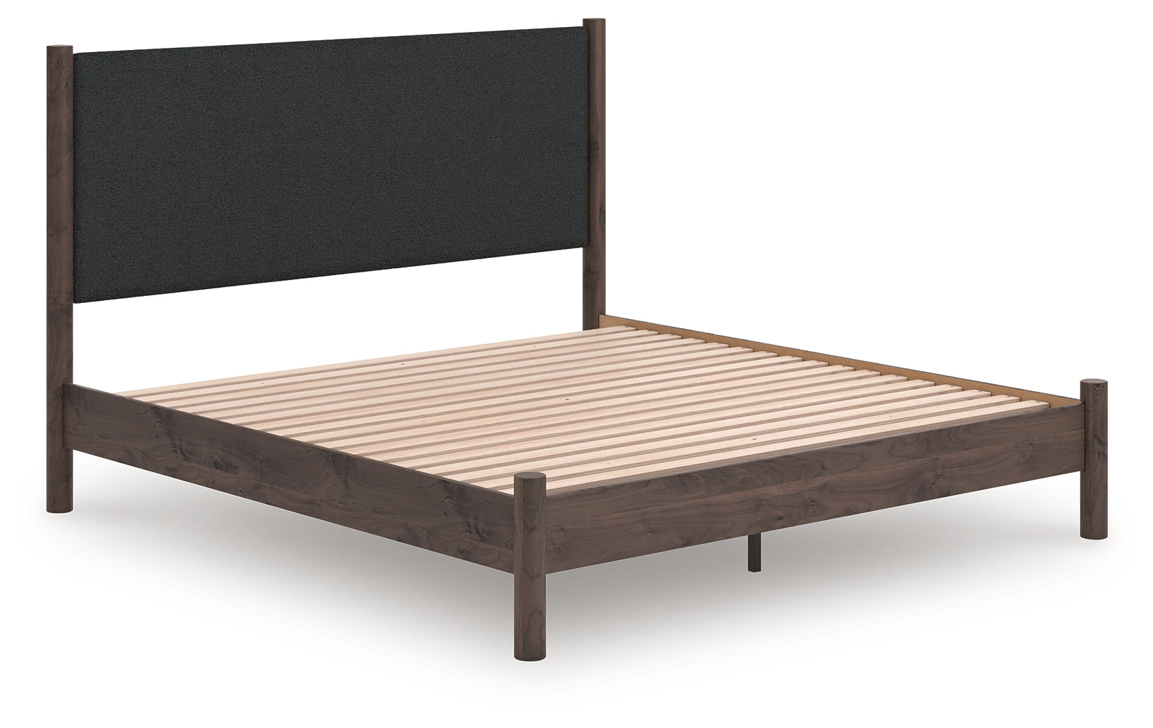Coral Furniture - Ashley Furniture - Pamytta Bedroom - King Upholstered Panel Platform Bed / Brown - PCB2614B28