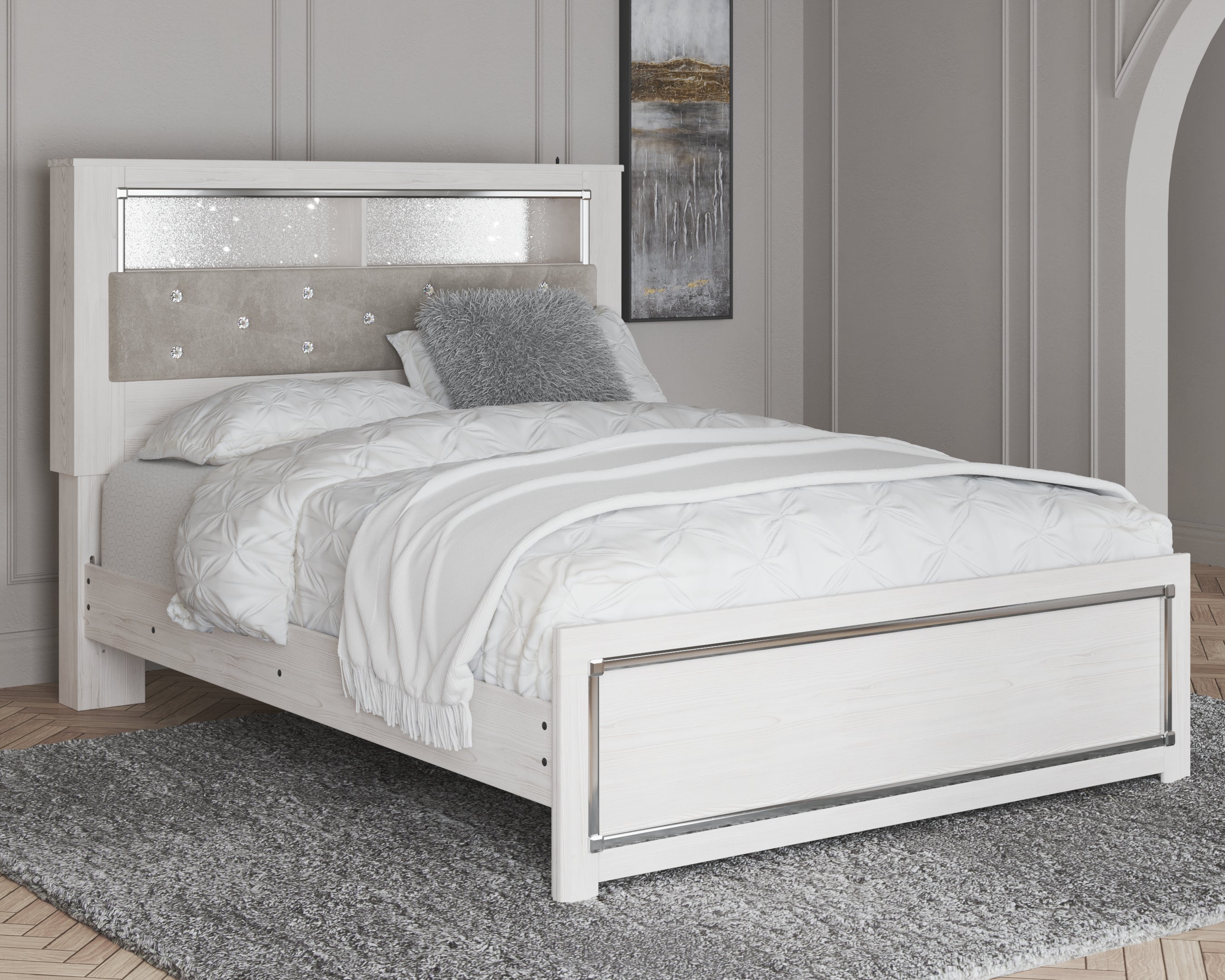 Coral Furniture - Ashley Furniture - Altyra Bedroom - Queen Panel Bookcase Bed / White - B2640B4