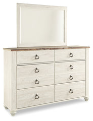 Coral Furniture - Ashley Furniture - Willowton Bedroom - California King Panel Bed / Whitewash - B267B28
