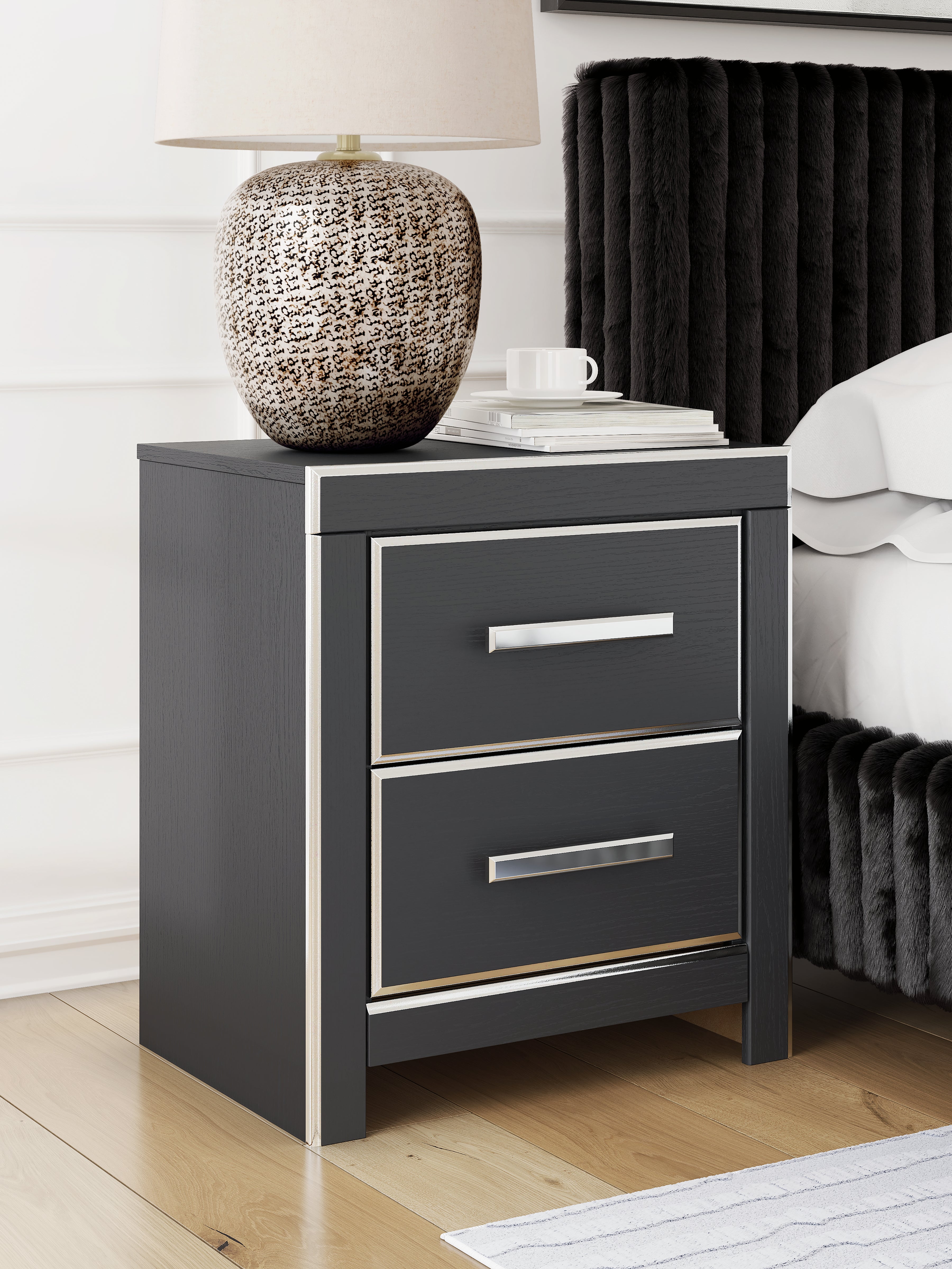 Coral Furniture - Ashley Furniture - Zuraleus Bedroom - Two Drawer Night Stand / Black - PCB3380-92