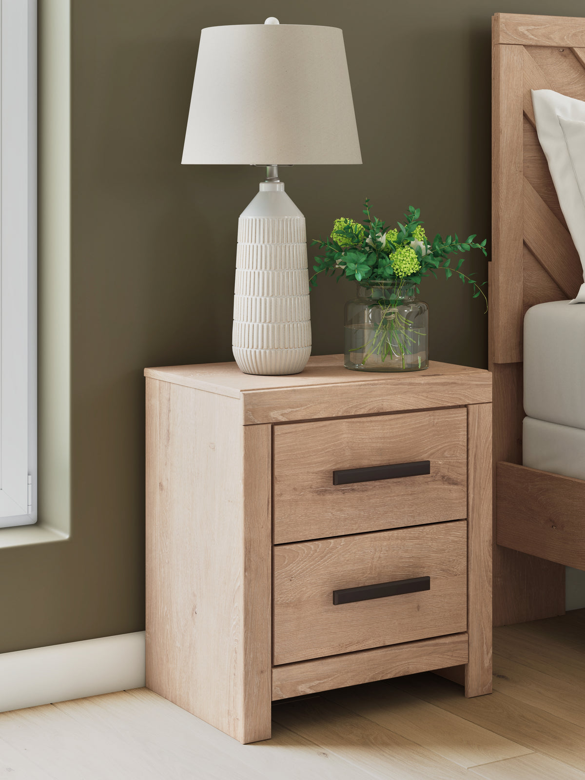 Coral Furniture - Ashley Furniture - Sanginlane Bedroom - King Panel Bed / Tan - B3787B8
