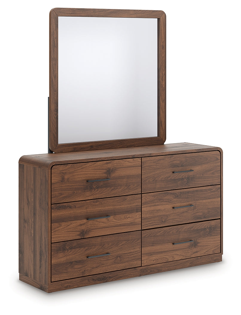 Coral Furniture - Ashley Furniture - Fortlorn Bedroom - Dresser and Mirror / Walnut Brown - PCB386B1
