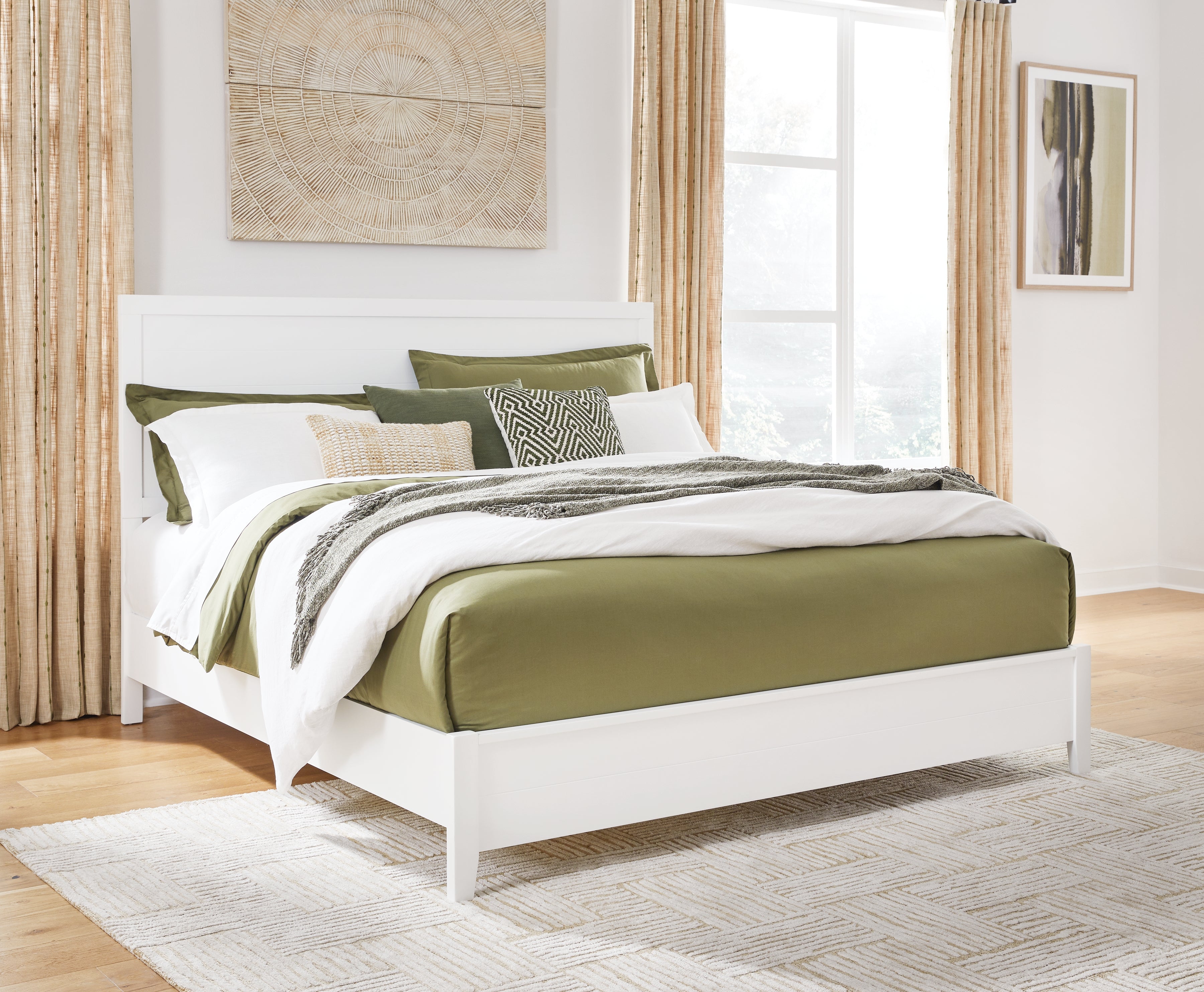 Coral Furniture - Ashley Furniture - Binterglen Bedroom - King Panel Bed / White - B427B8